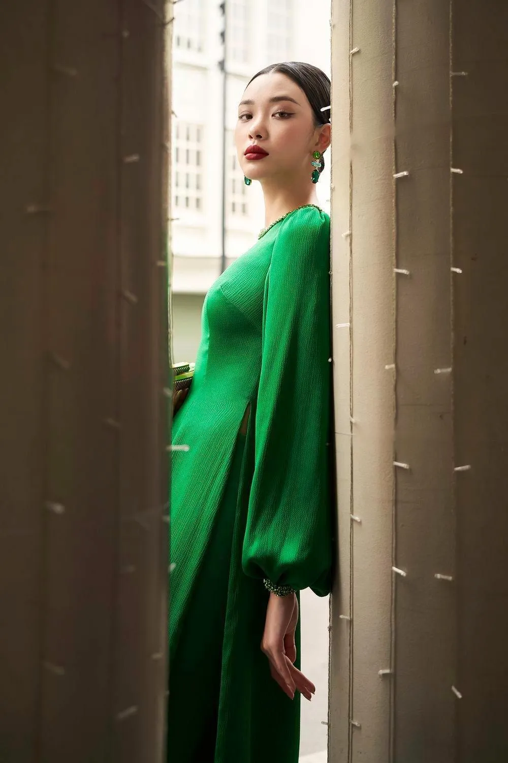 Iridessa Straight Bishop Sleeved Silk Floor Length Ao Dai