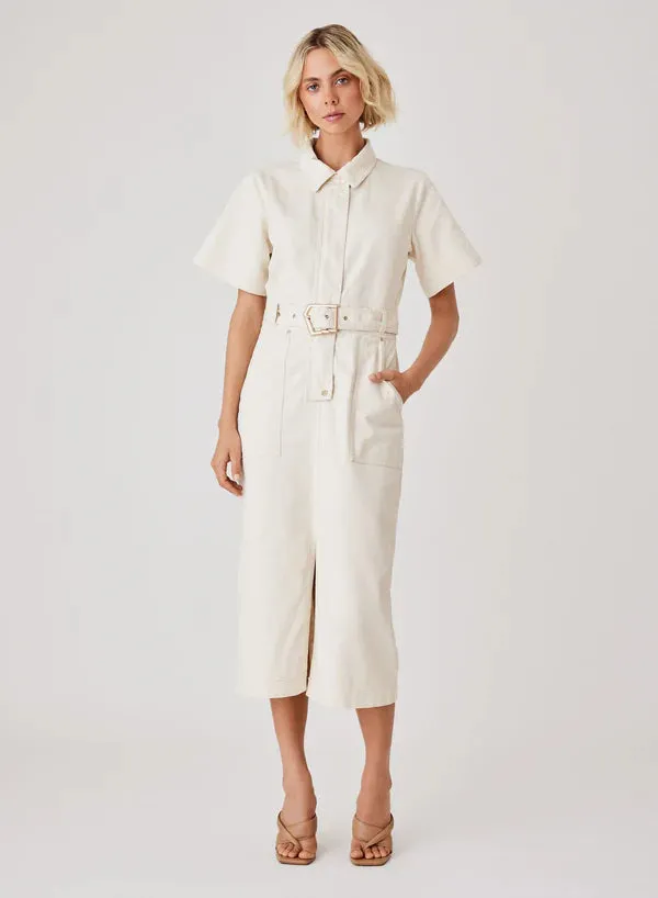 Kokomo Denim Midi Dress Ivory