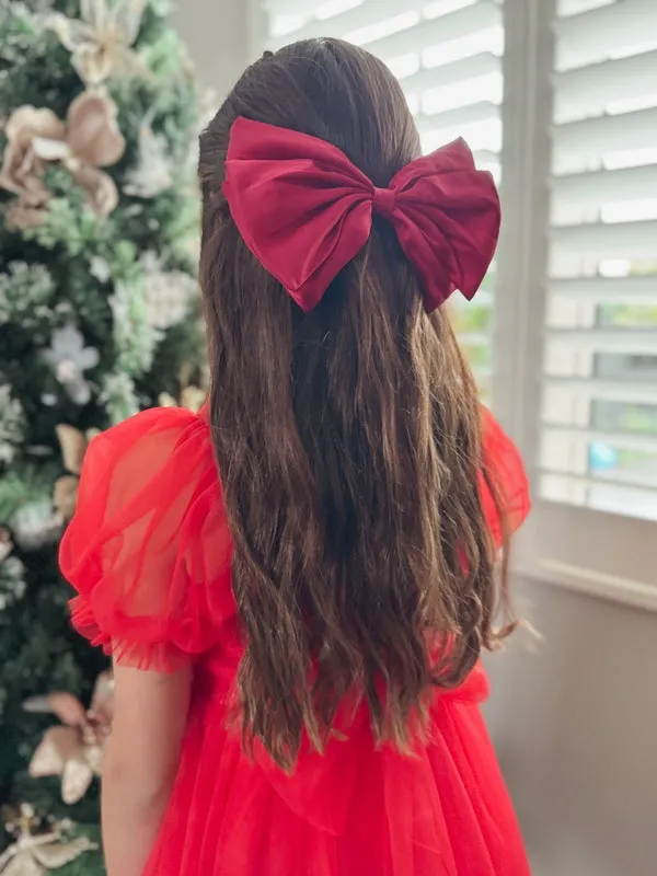 Large Red Satin Christmas Bow
