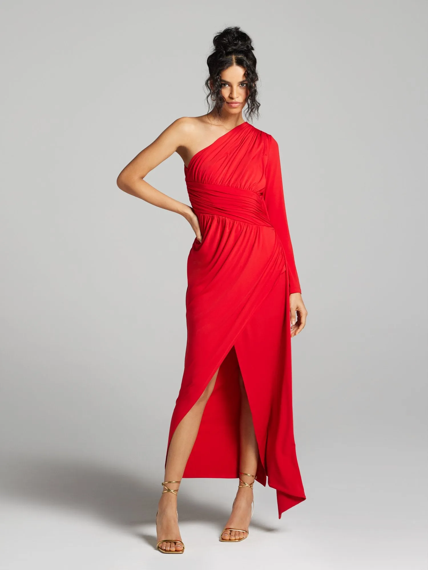Leire One-Shoulder Ruched Dress