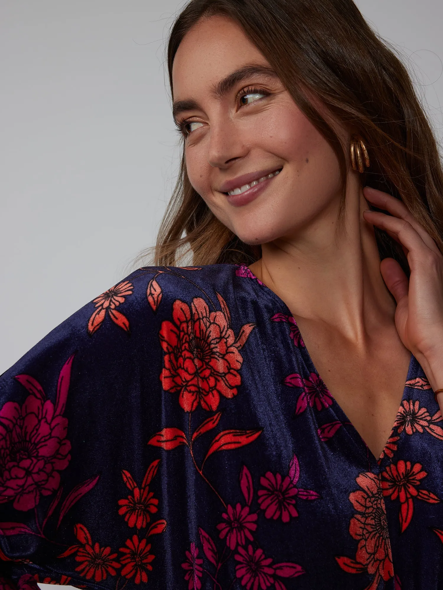 Long Sleeve Floral A-Line Dress