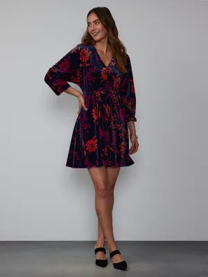 Long Sleeve Floral A-Line Dress