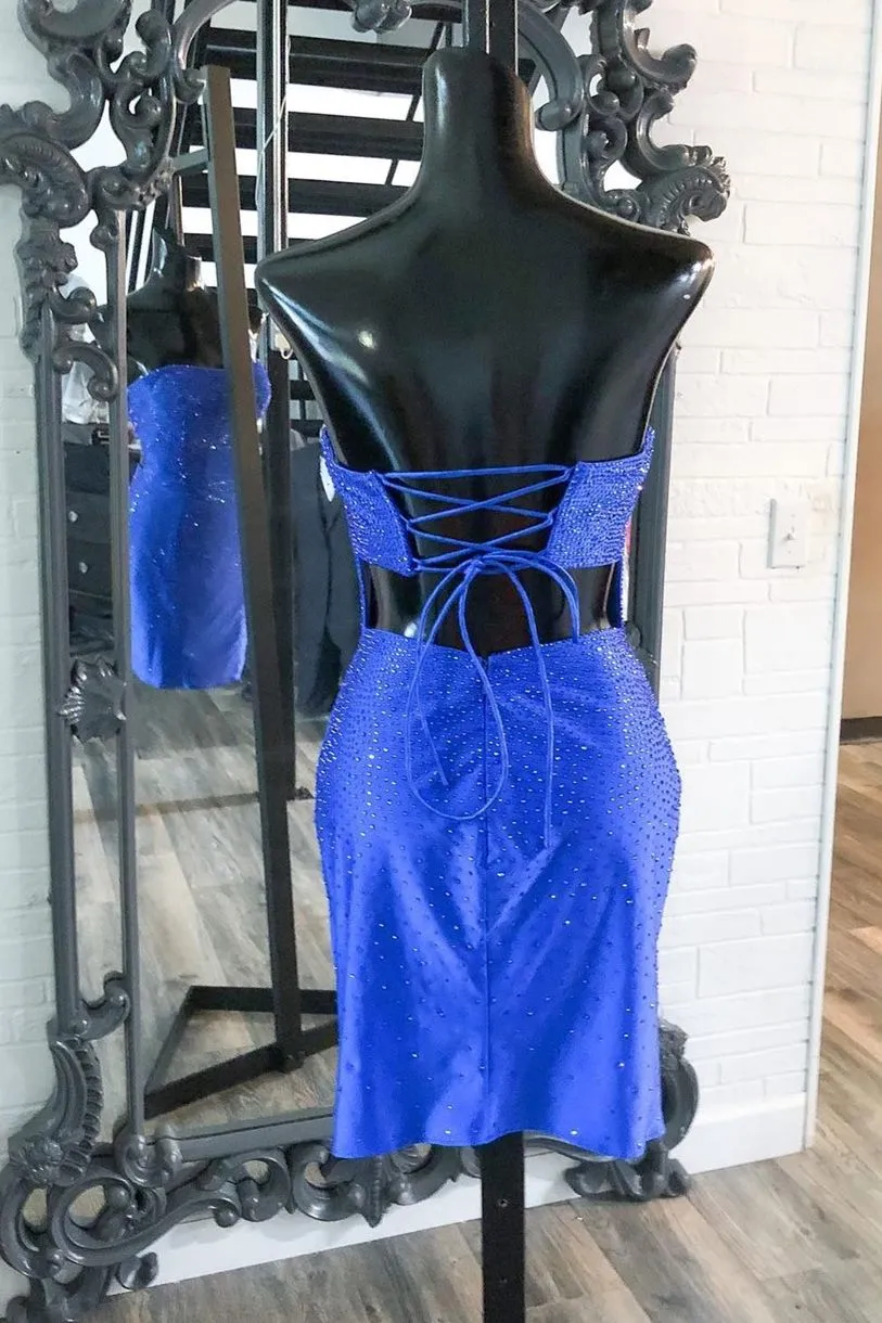 Luolandi Sheath Short Tight Red Strapless Sweetheart Cocktail Dress Homecoming Dresses Sexy