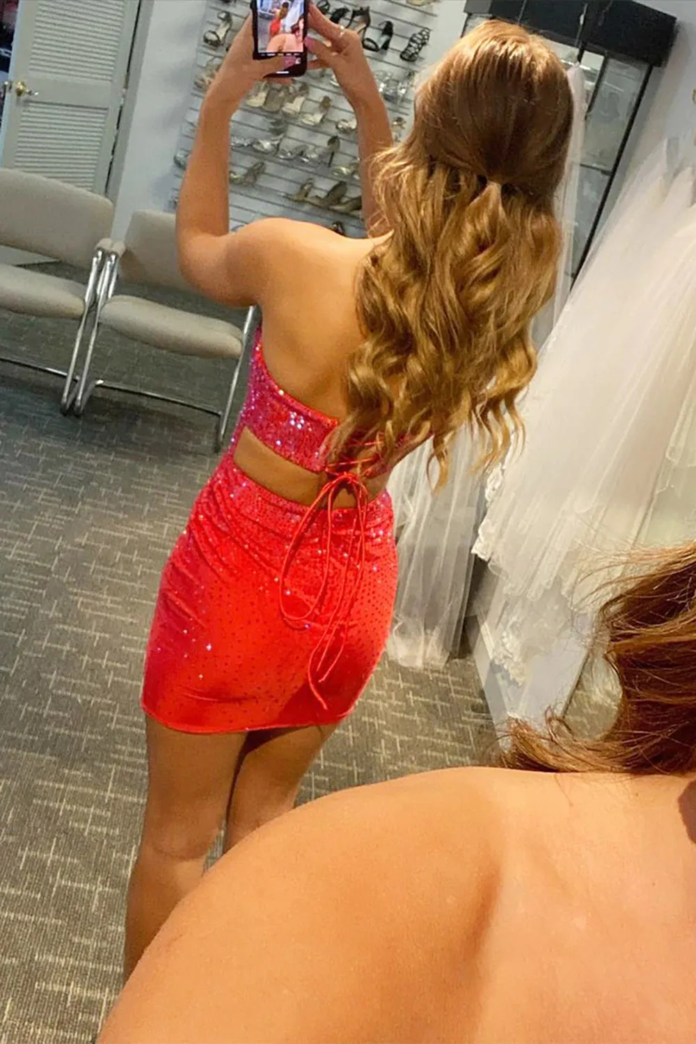 Luolandi Sheath Short Tight Red Strapless Sweetheart Cocktail Dress Homecoming Dresses Sexy