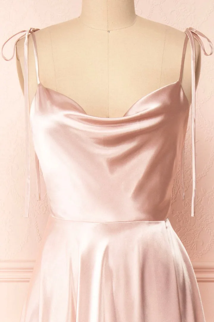 Luolandi Simple Satin Long Prom Dresses A-Line Formal Evening Dresses Sexy