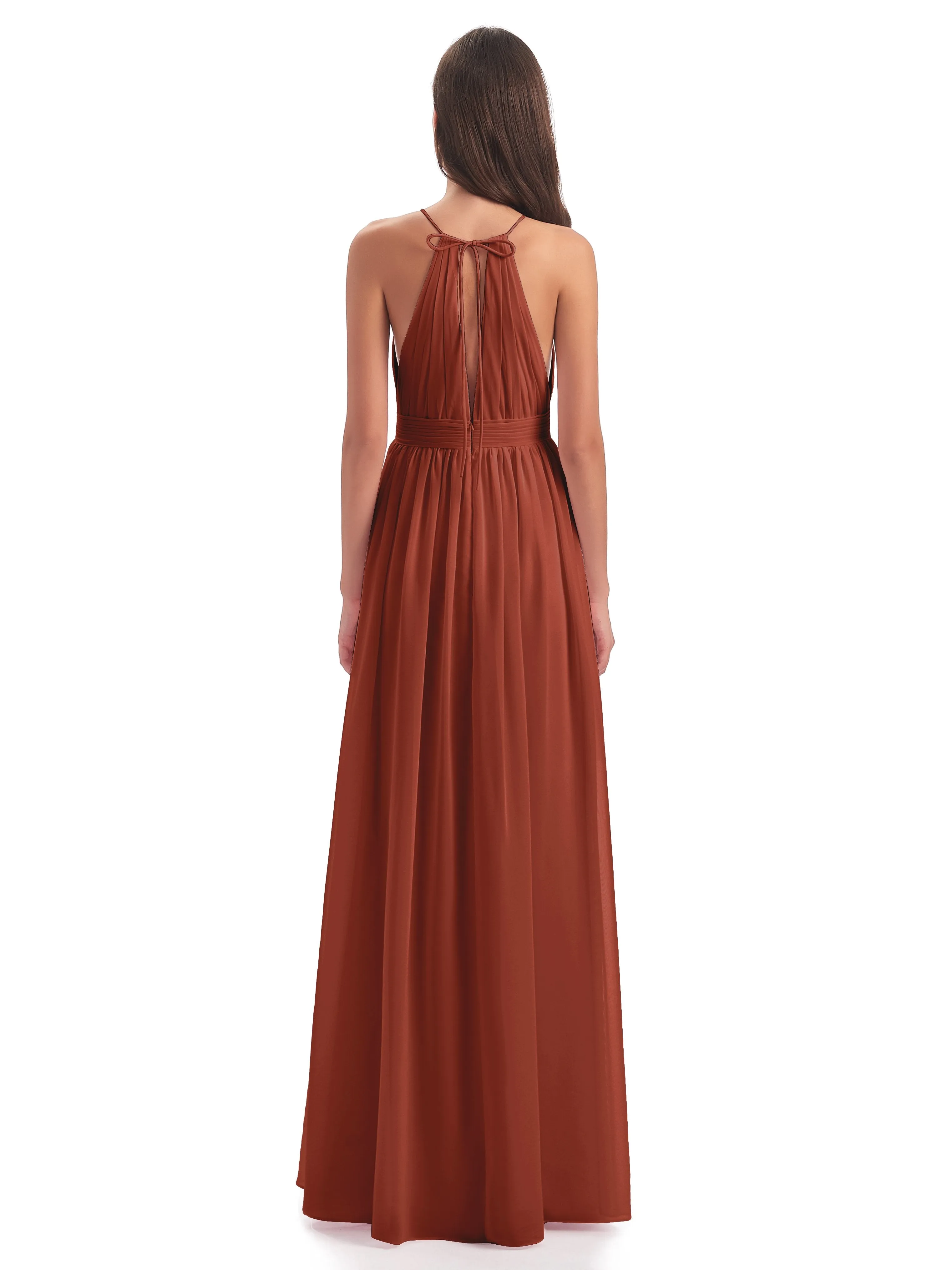 Marlowe Floor Length Halter Split Chiffon Bridesmaid Dresses