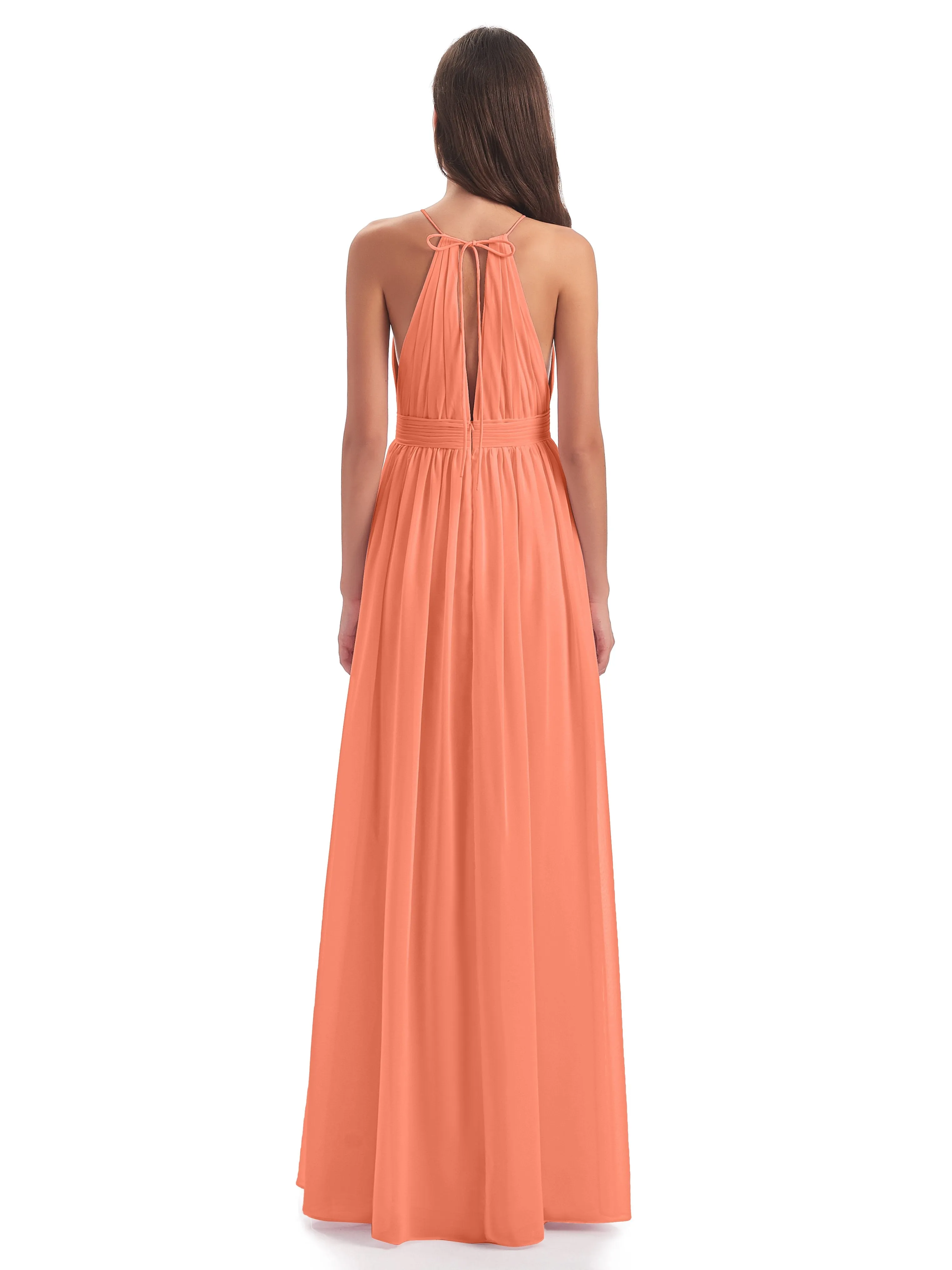 Marlowe Floor Length Halter Split Chiffon Bridesmaid Dresses
