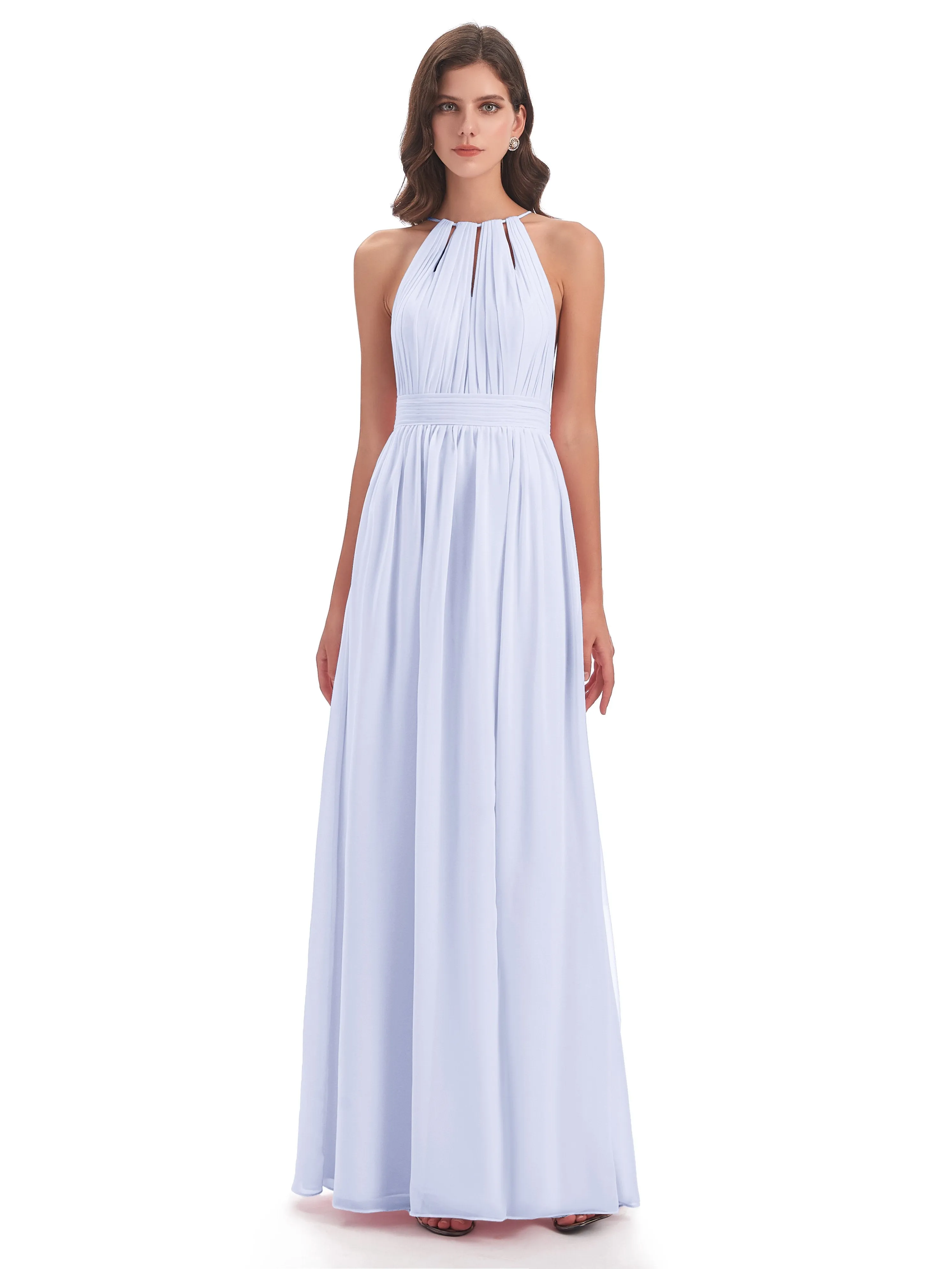 Marlowe Floor Length Halter Split Chiffon Bridesmaid Dresses