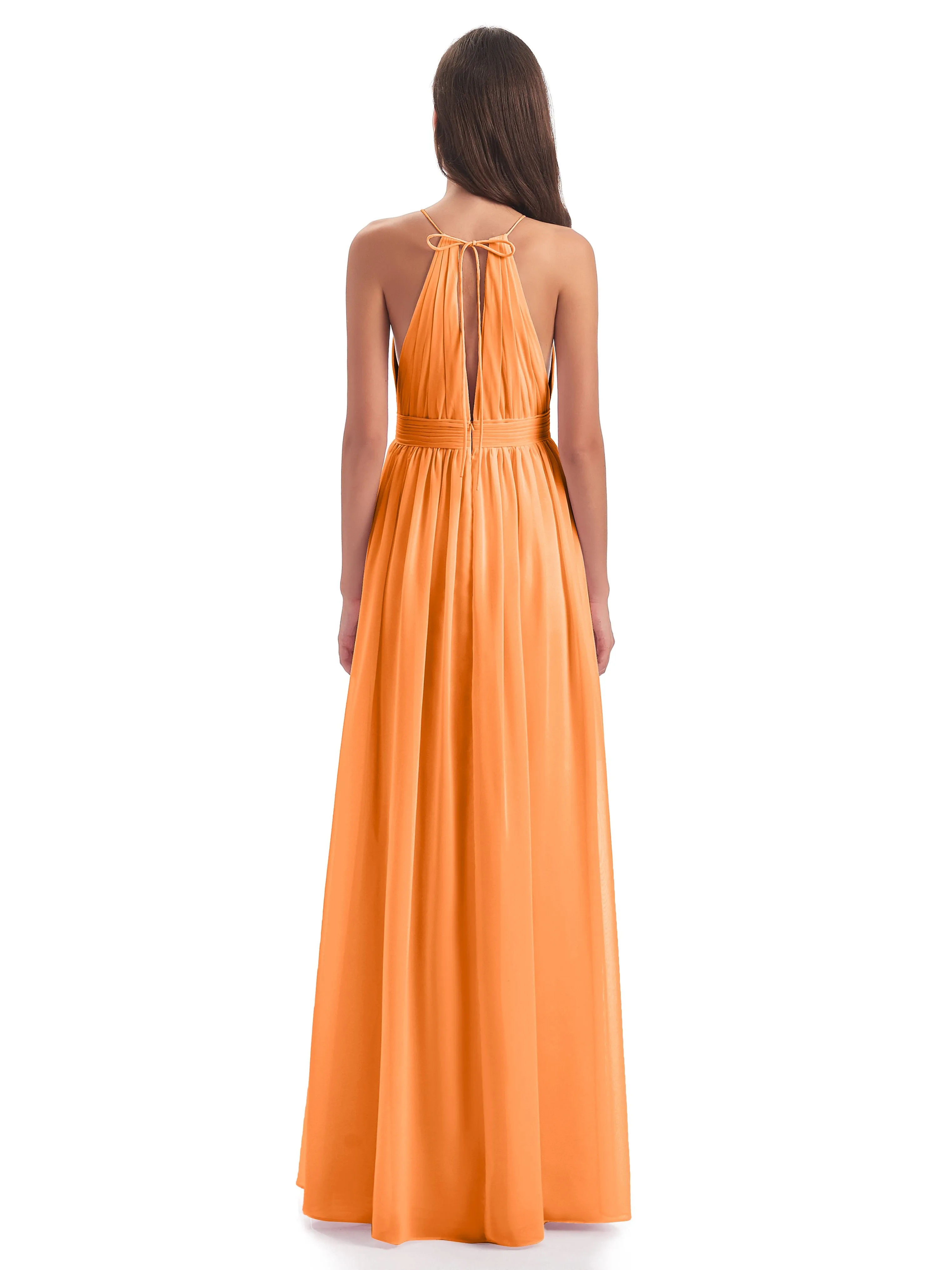 Marlowe Floor Length Halter Split Chiffon Bridesmaid Dresses