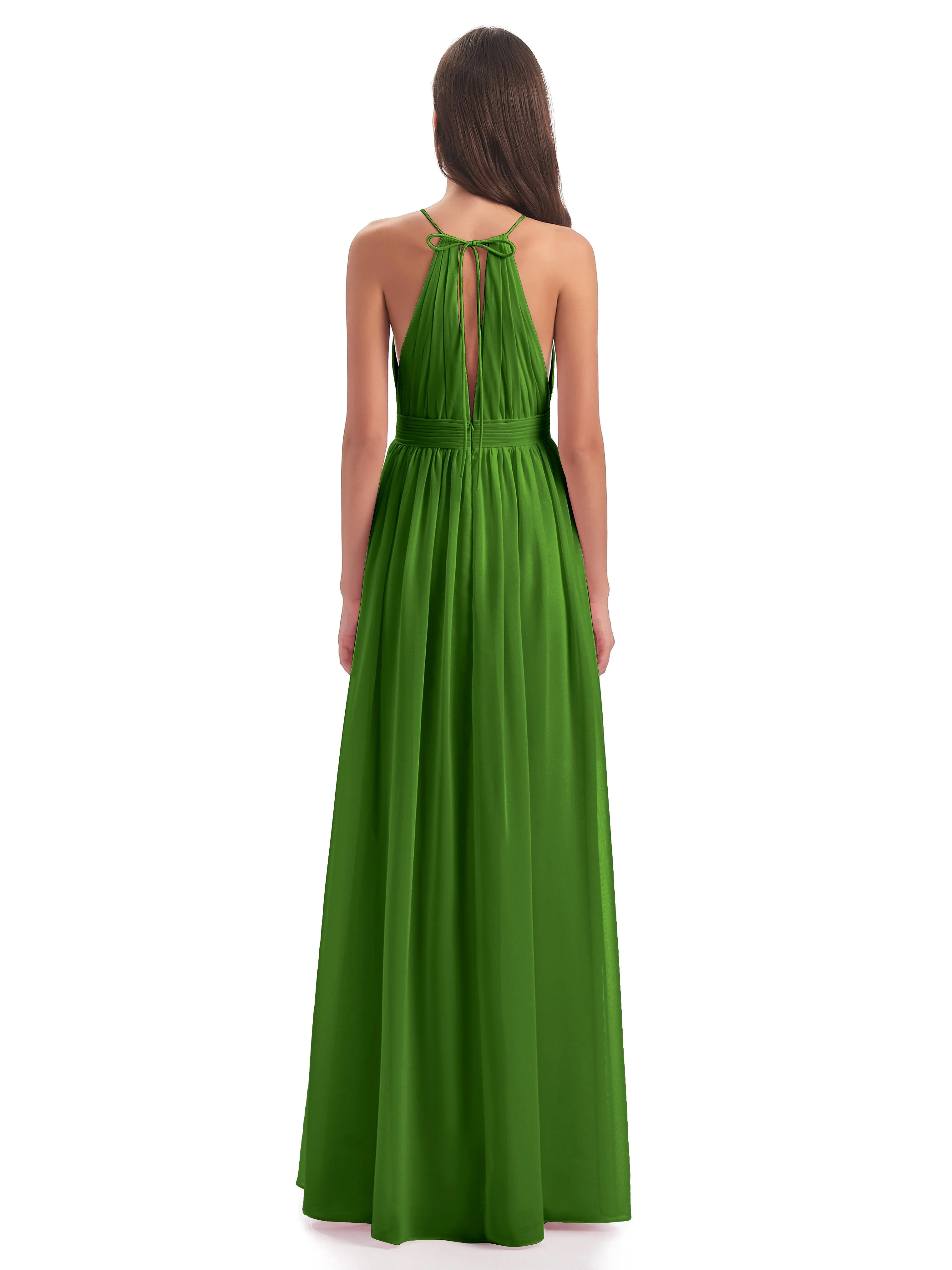 Marlowe Floor Length Halter Split Chiffon Bridesmaid Dresses