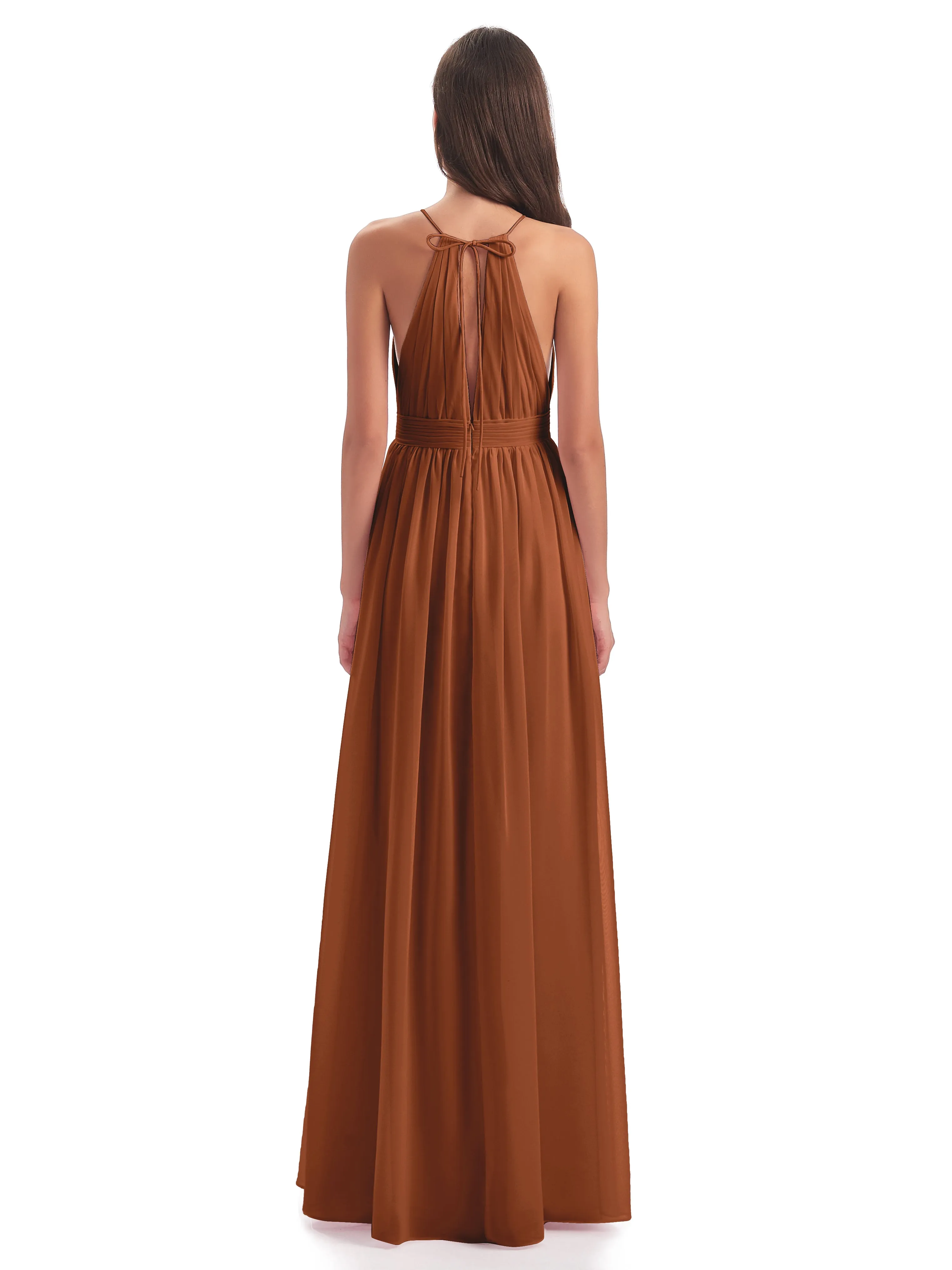 Marlowe Floor Length Halter Split Chiffon Bridesmaid Dresses
