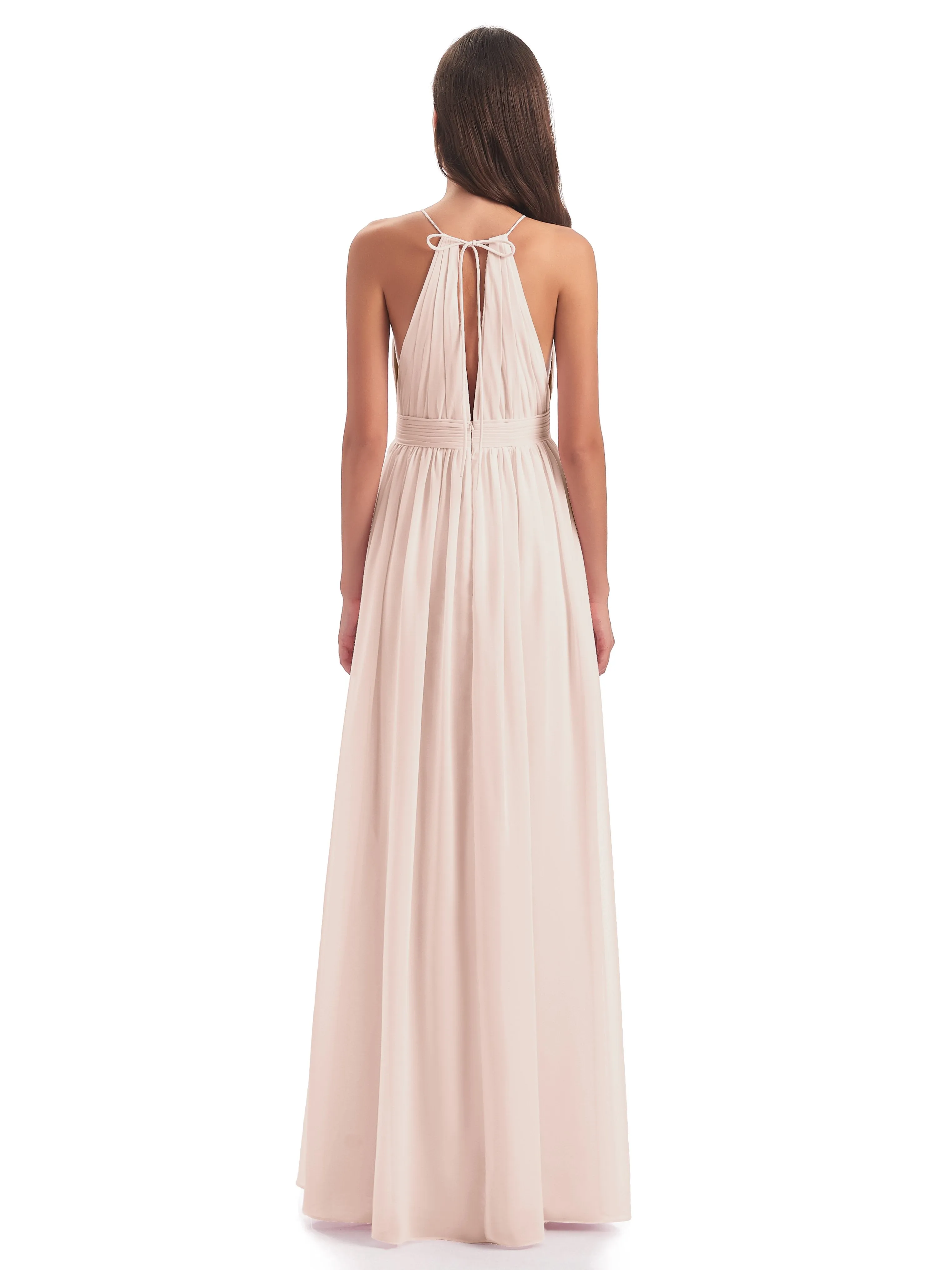 Marlowe Floor Length Halter Split Chiffon Bridesmaid Dresses