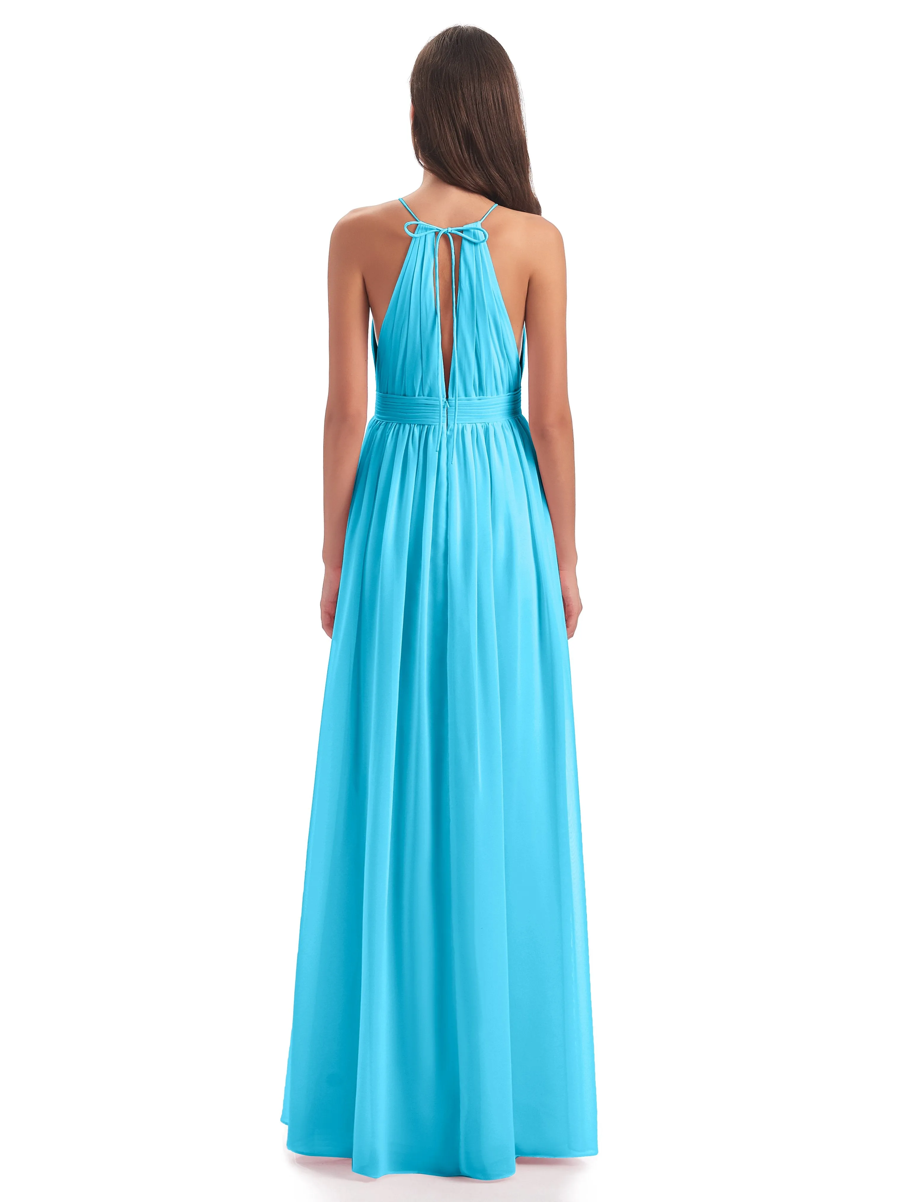 Marlowe Floor Length Halter Split Chiffon Bridesmaid Dresses