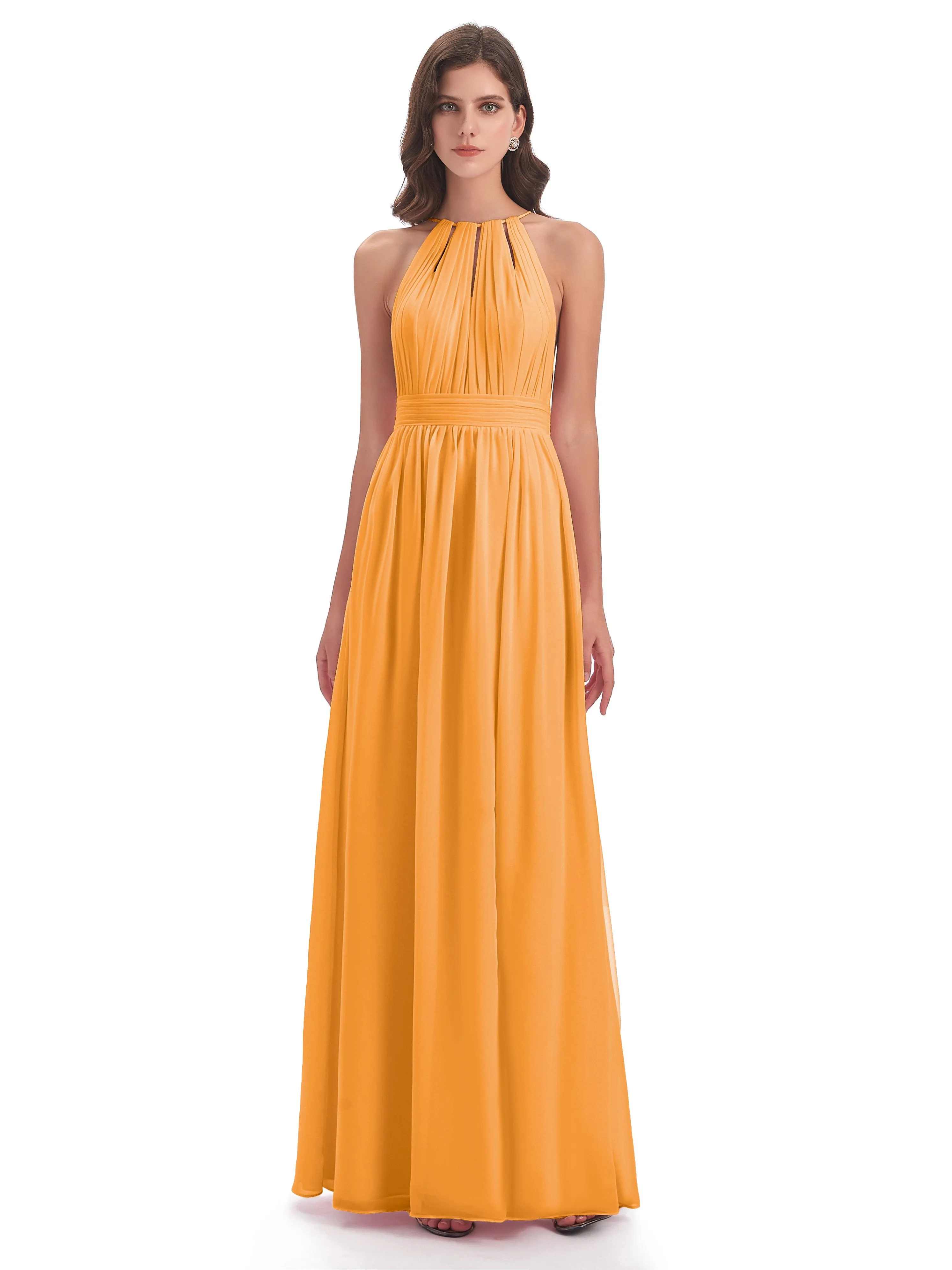 Marlowe Floor Length Halter Split Chiffon Bridesmaid Dresses