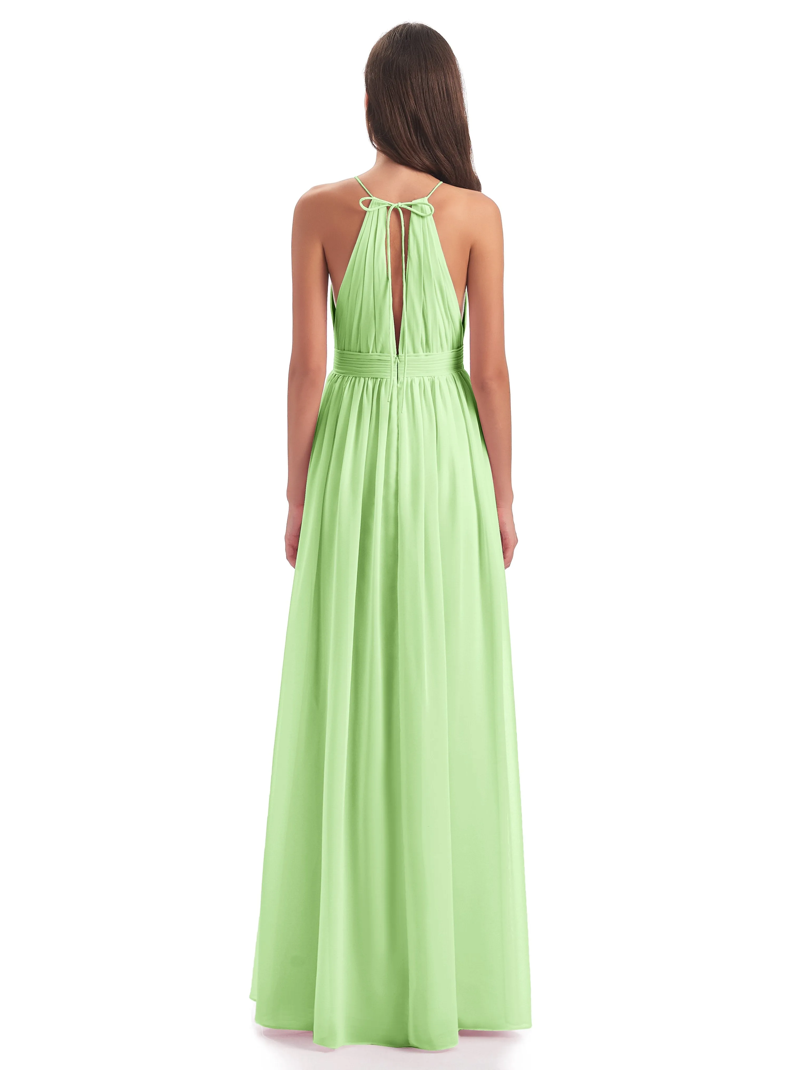 Marlowe Floor Length Halter Split Chiffon Bridesmaid Dresses
