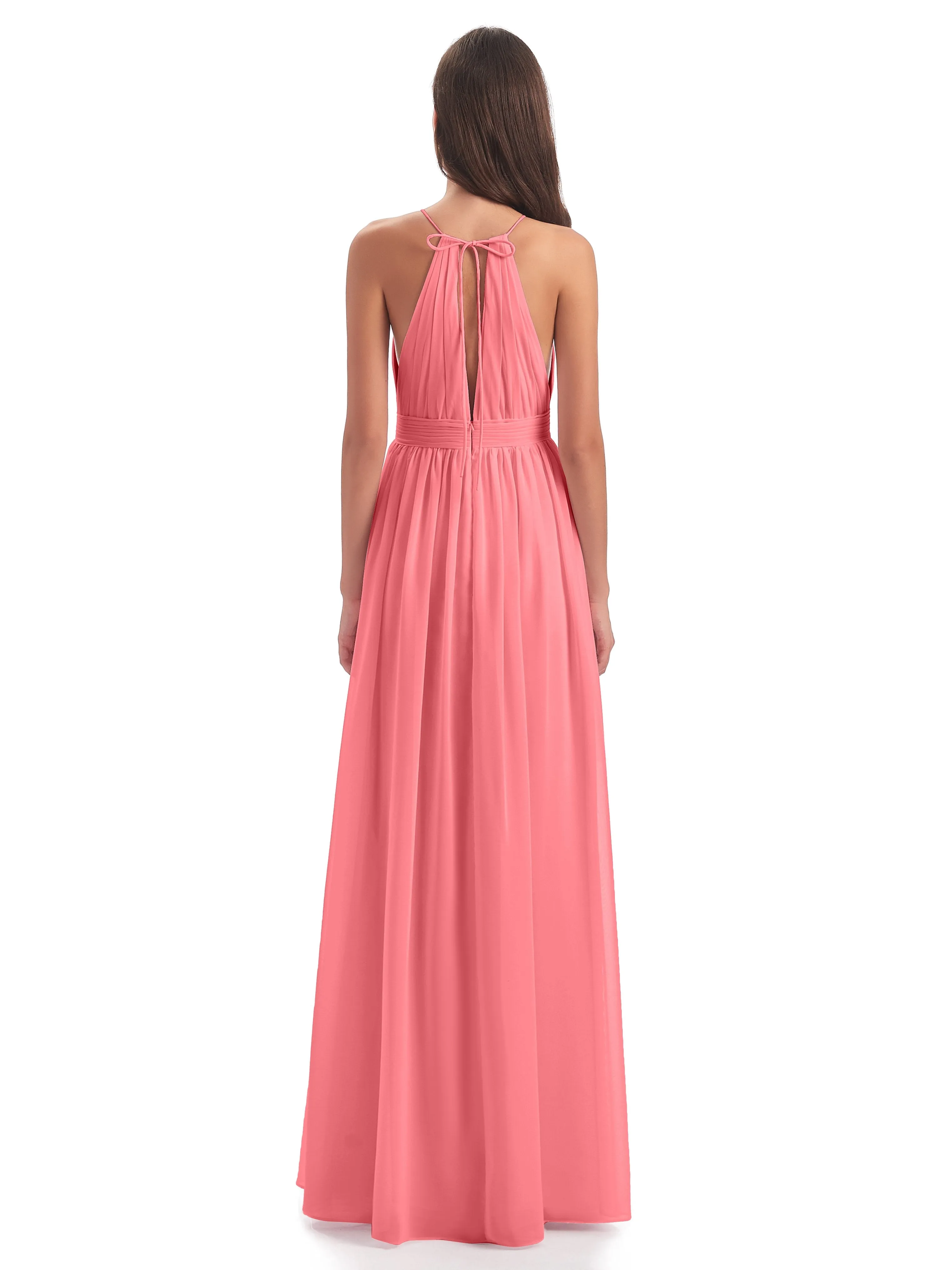 Marlowe Floor Length Halter Split Chiffon Bridesmaid Dresses