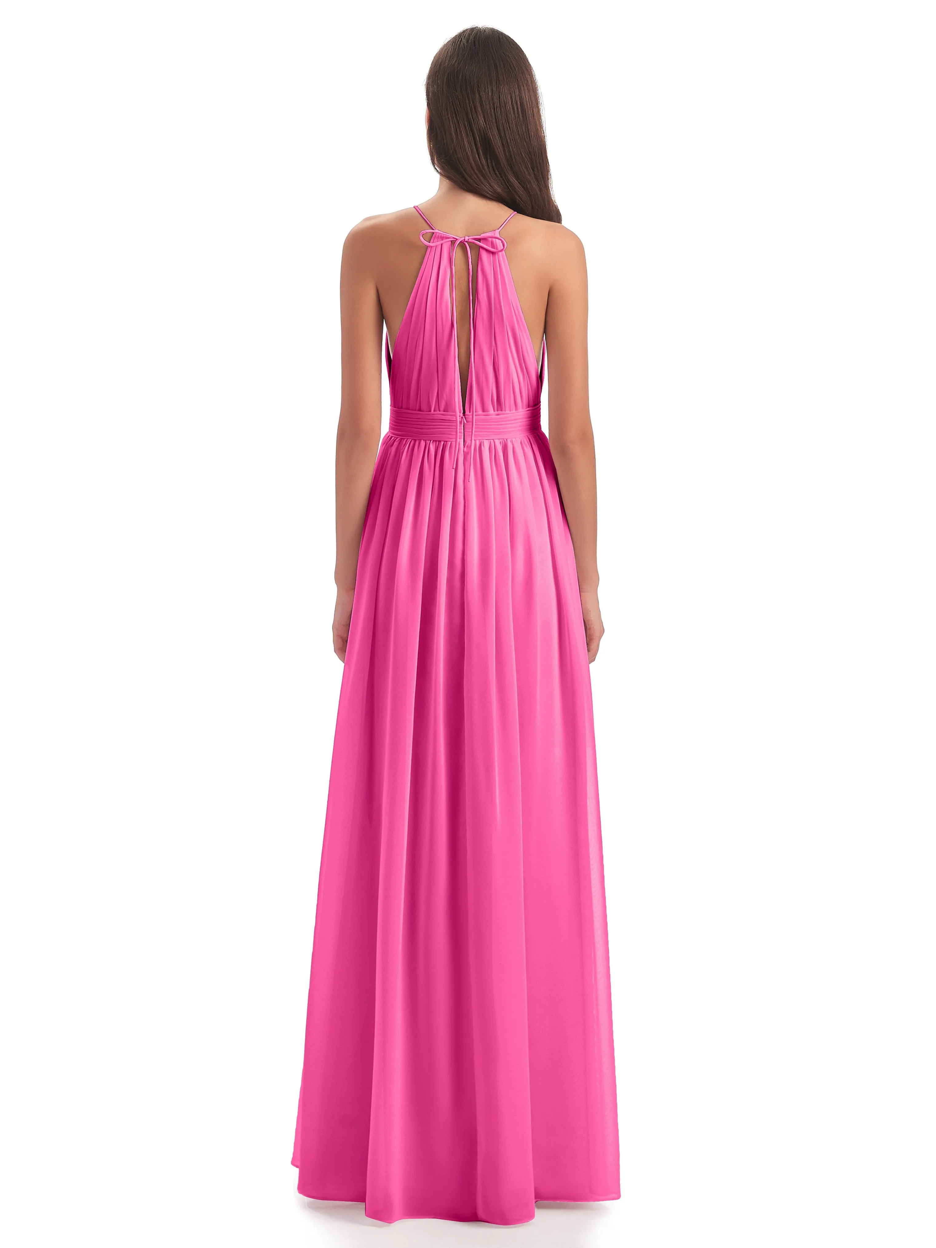 Marlowe Floor Length Halter Split Chiffon Bridesmaid Dresses