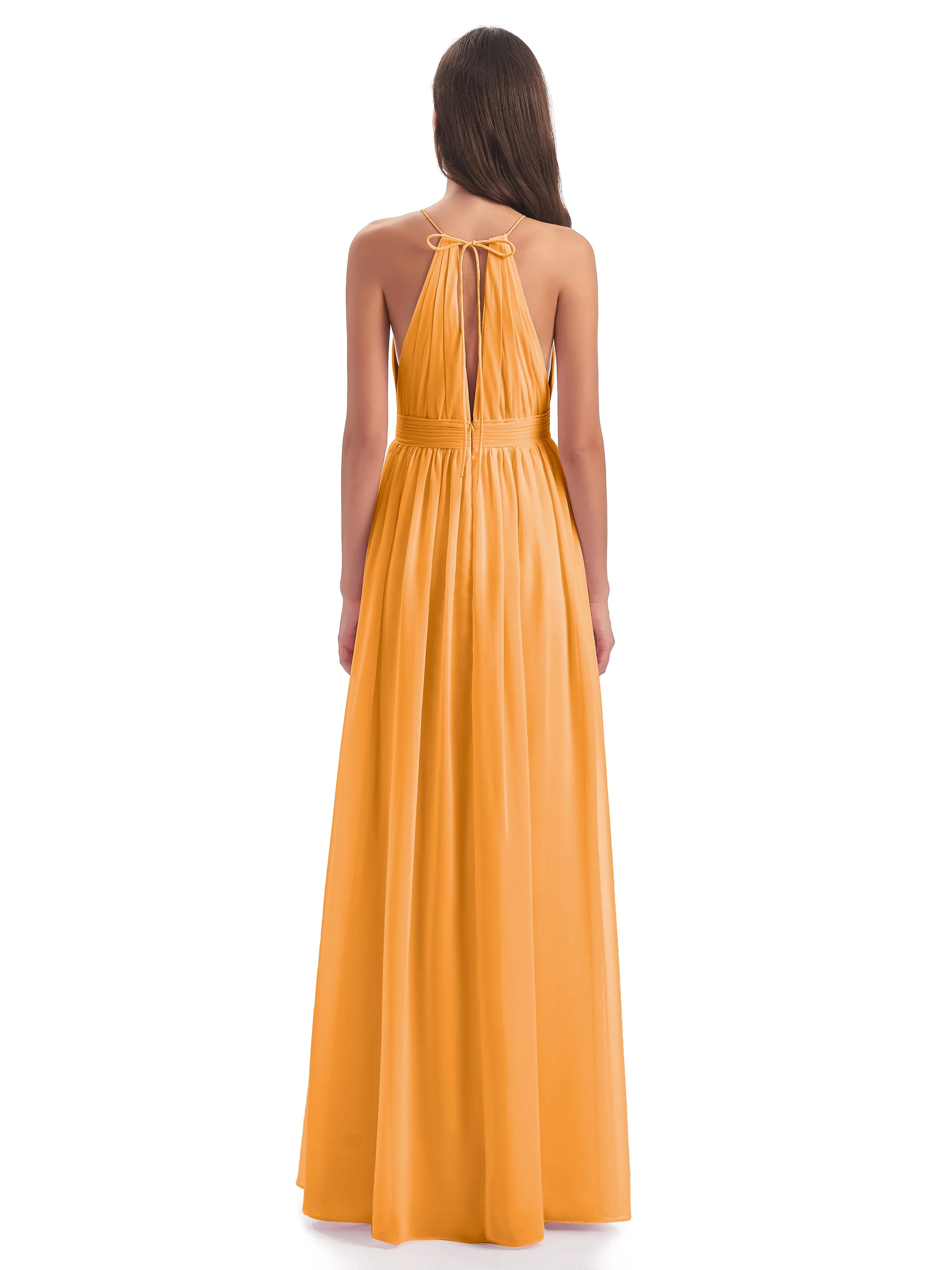 Marlowe Floor Length Halter Split Chiffon Bridesmaid Dresses