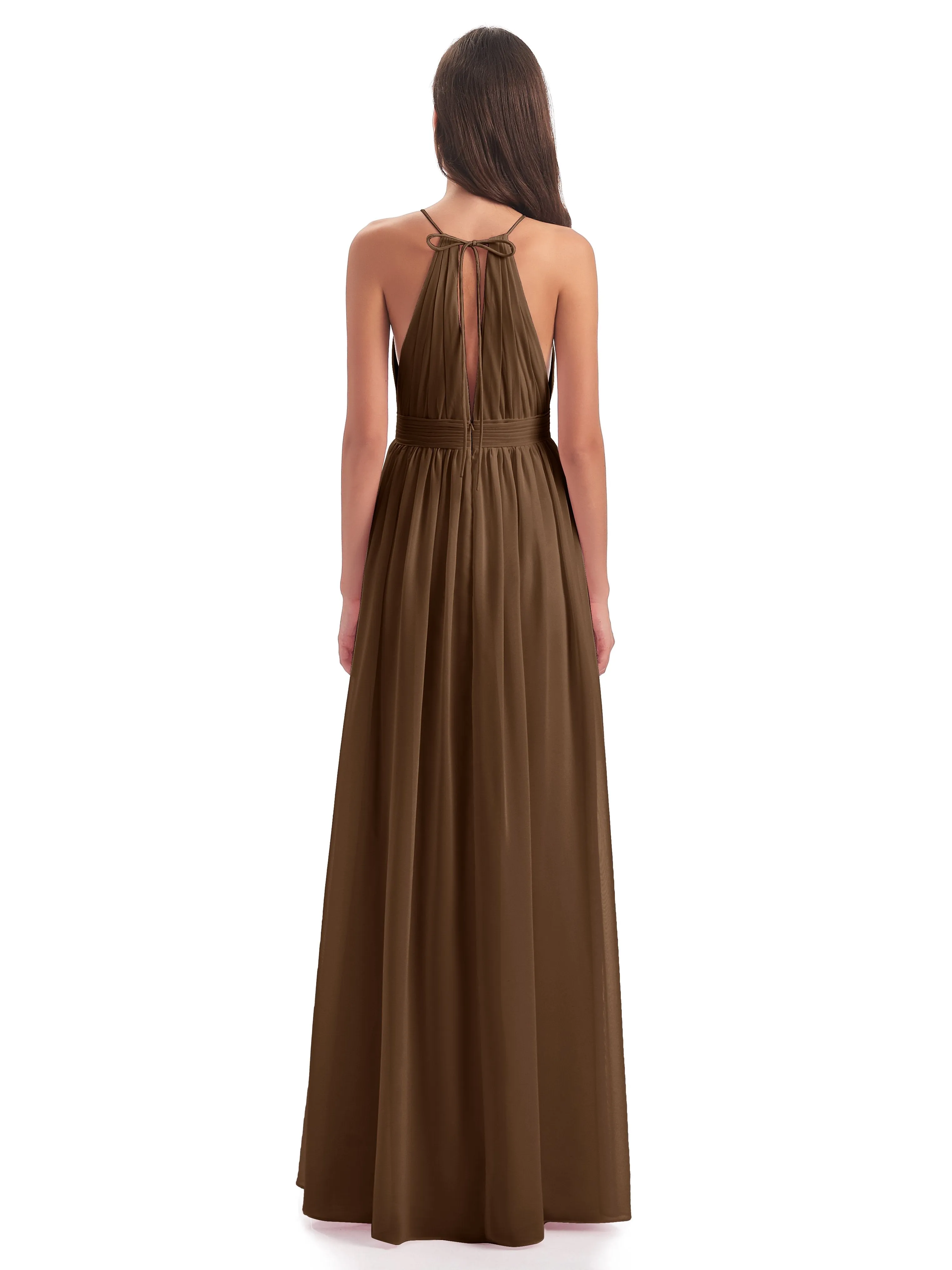 Marlowe Floor Length Halter Split Chiffon Bridesmaid Dresses