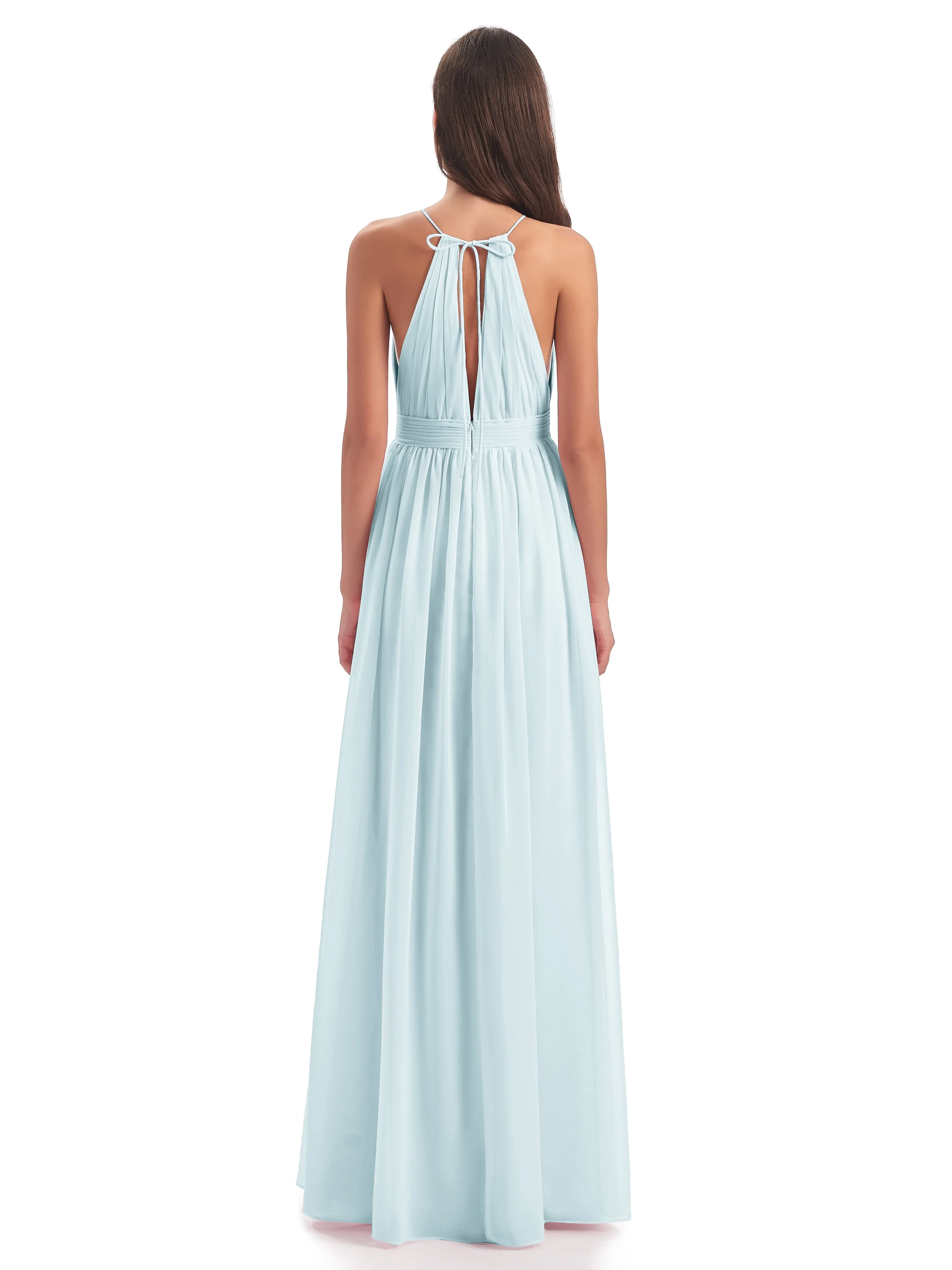 Marlowe Floor Length Halter Split Chiffon Bridesmaid Dresses