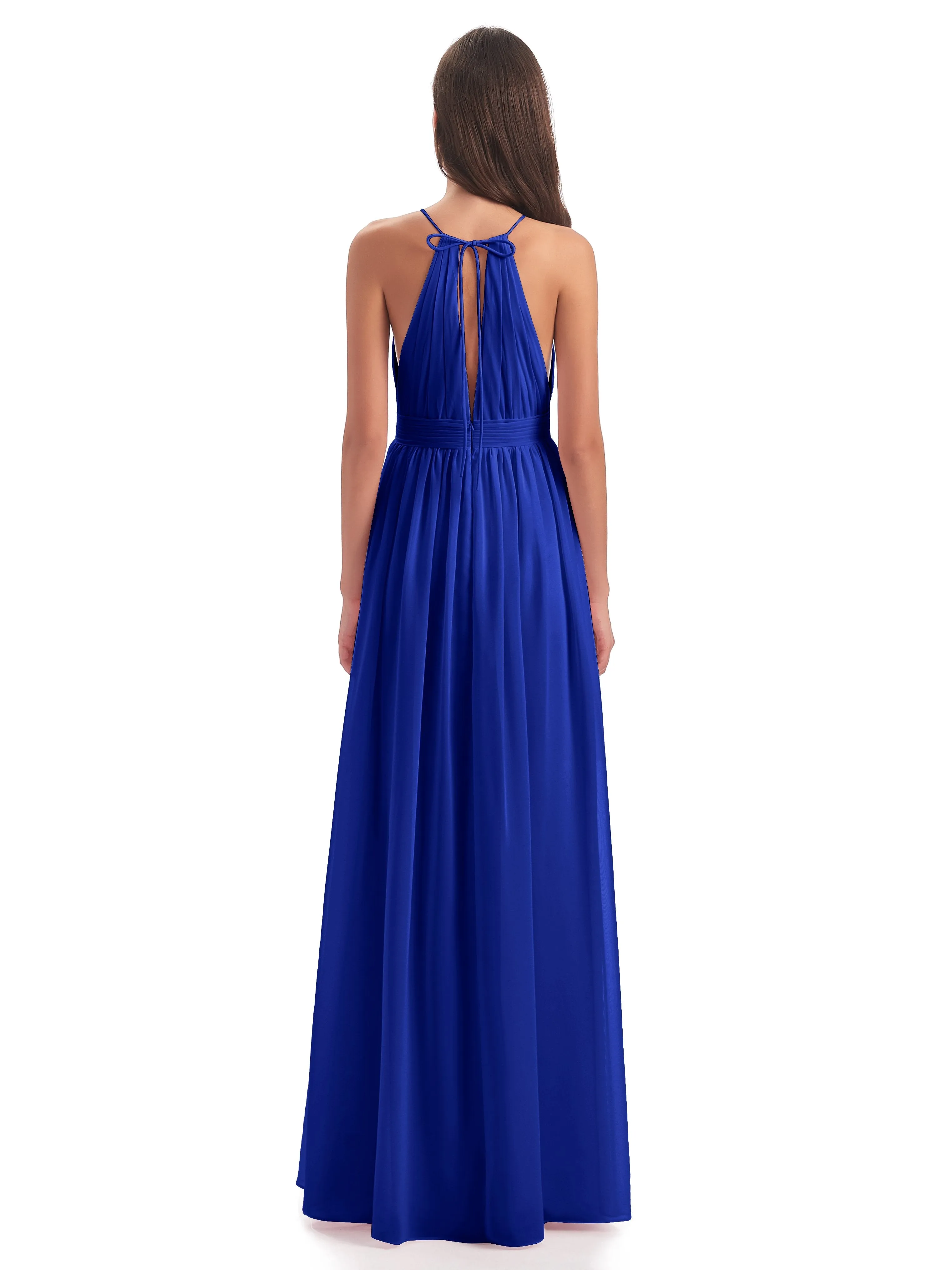 Marlowe Floor Length Halter Split Chiffon Bridesmaid Dresses