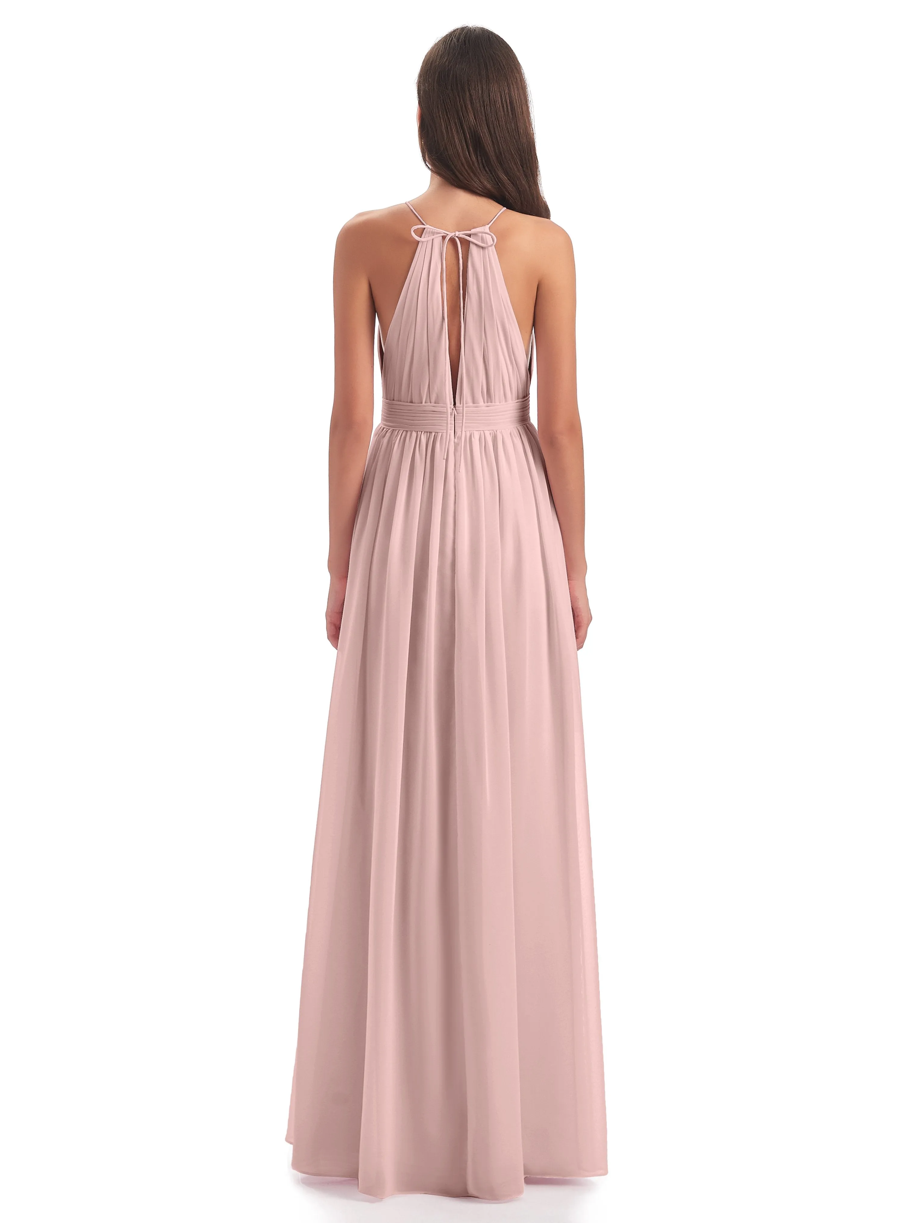 Marlowe Floor Length Halter Split Chiffon Bridesmaid Dresses