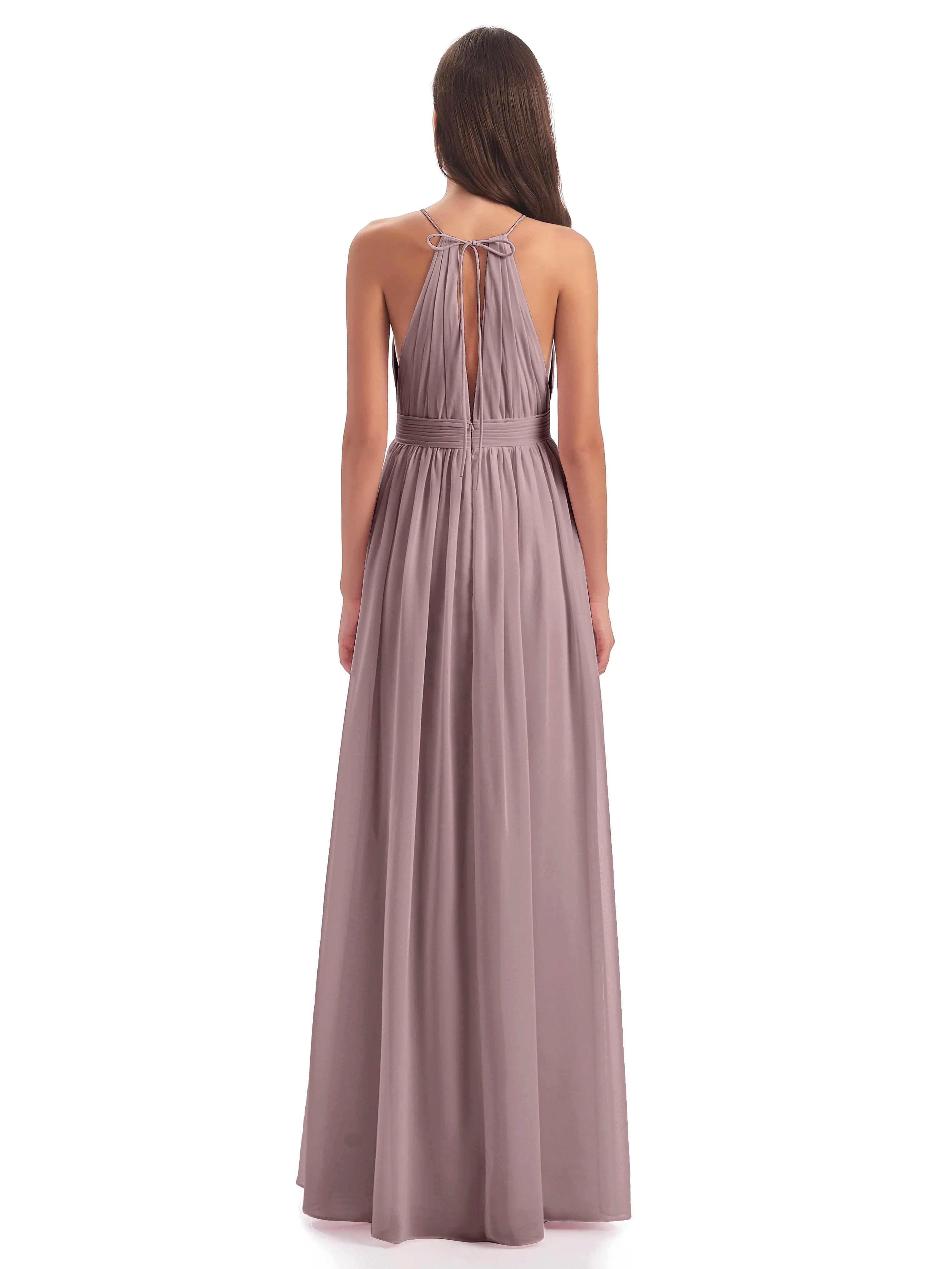 Marlowe Floor Length Halter Split Chiffon Bridesmaid Dresses