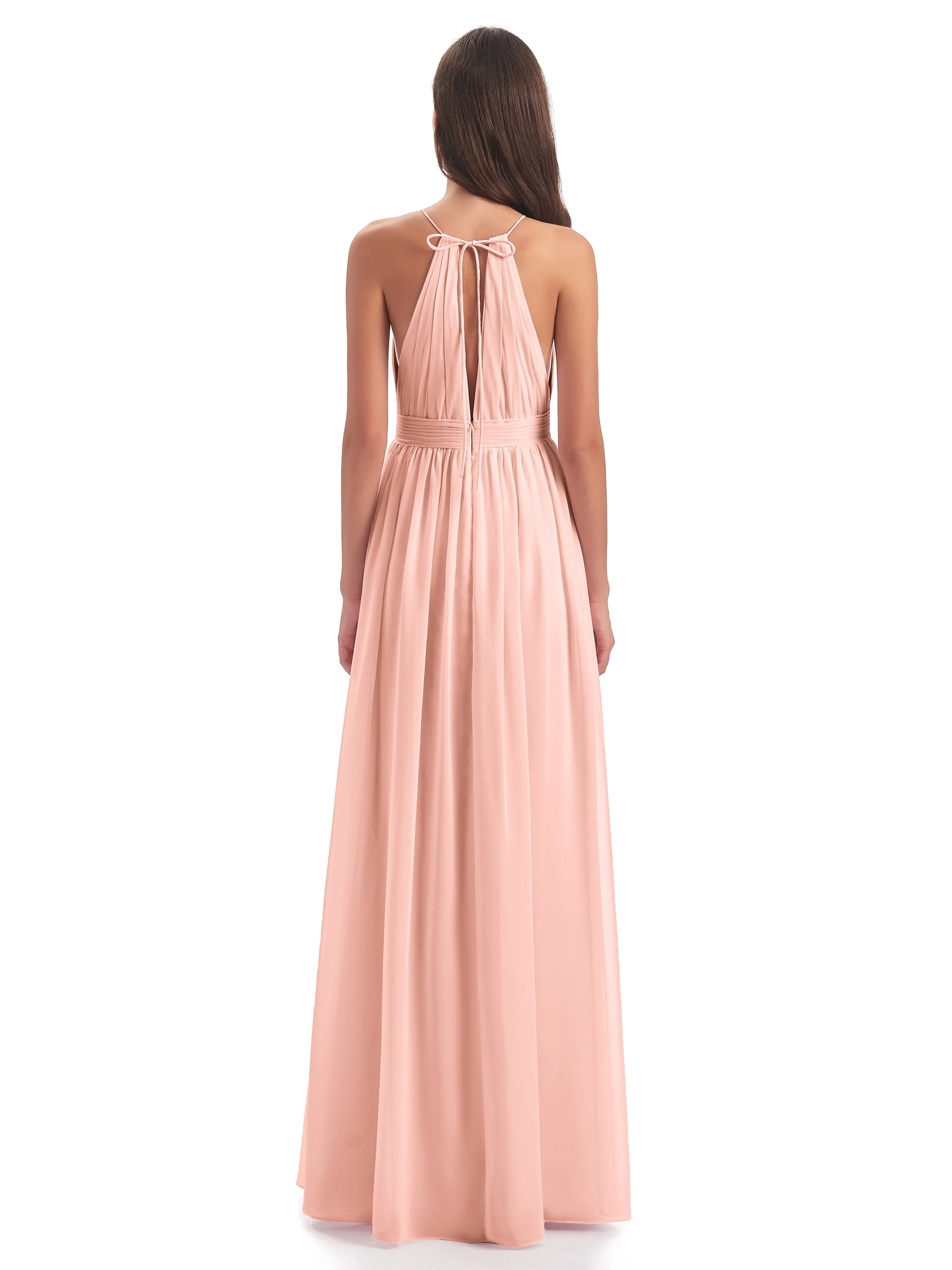 Marlowe Floor Length Halter Split Chiffon Bridesmaid Dresses