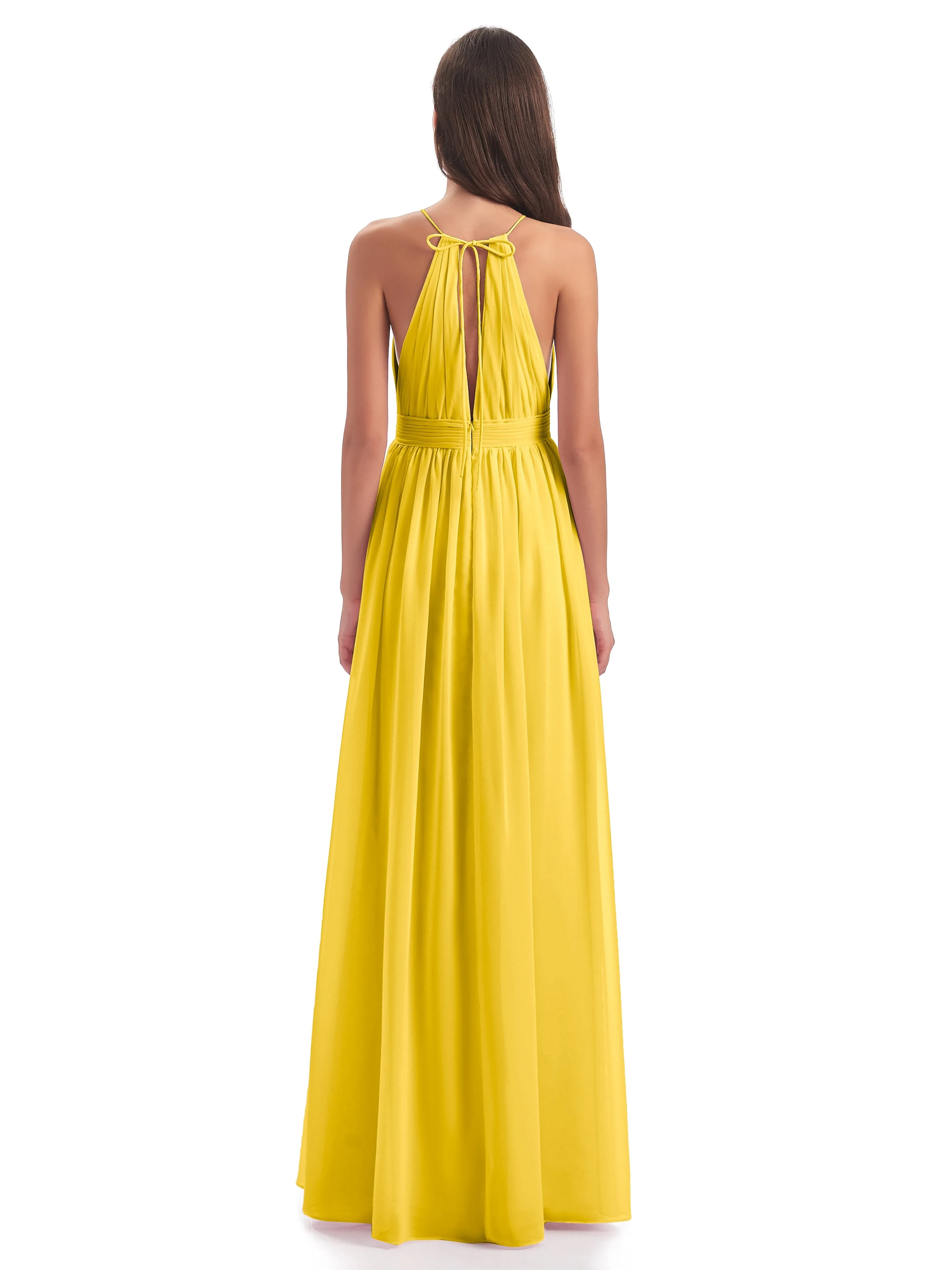 Marlowe Floor Length Halter Split Chiffon Bridesmaid Dresses