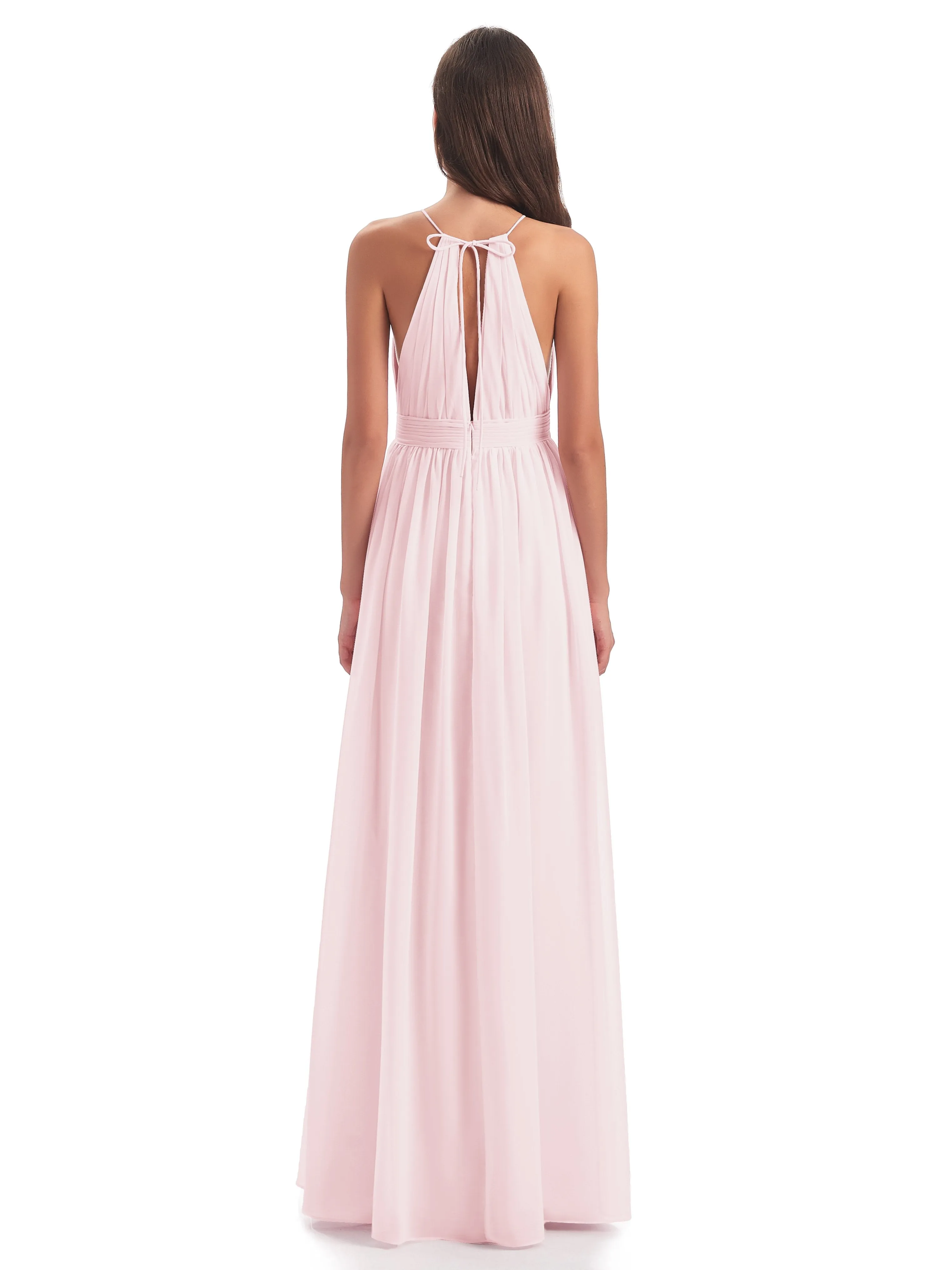 Marlowe Floor Length Halter Split Chiffon Bridesmaid Dresses