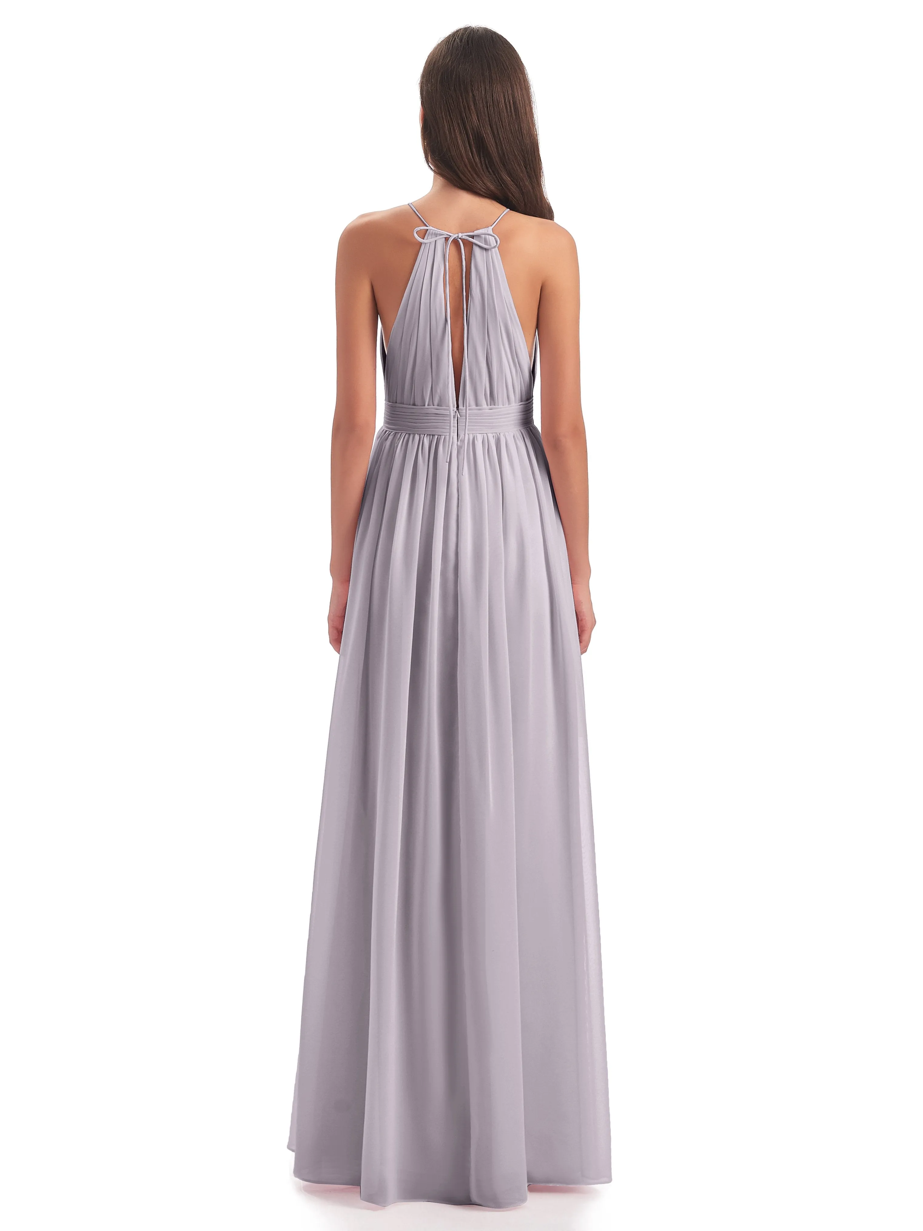 Marlowe Floor Length Halter Split Chiffon Bridesmaid Dresses