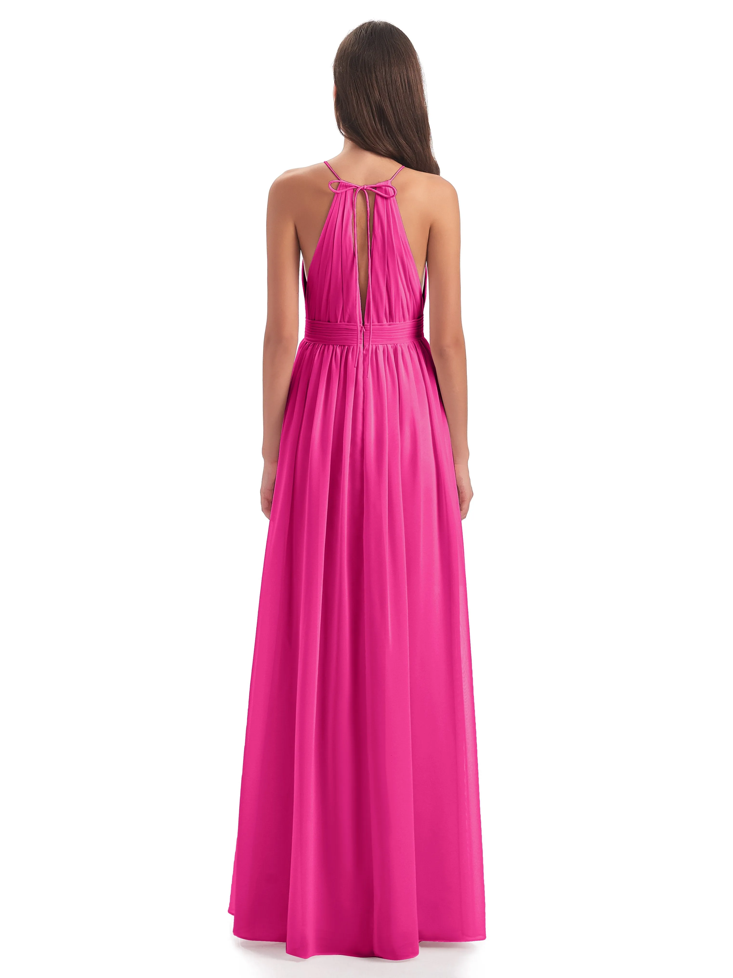 Marlowe Floor Length Halter Split Chiffon Bridesmaid Dresses