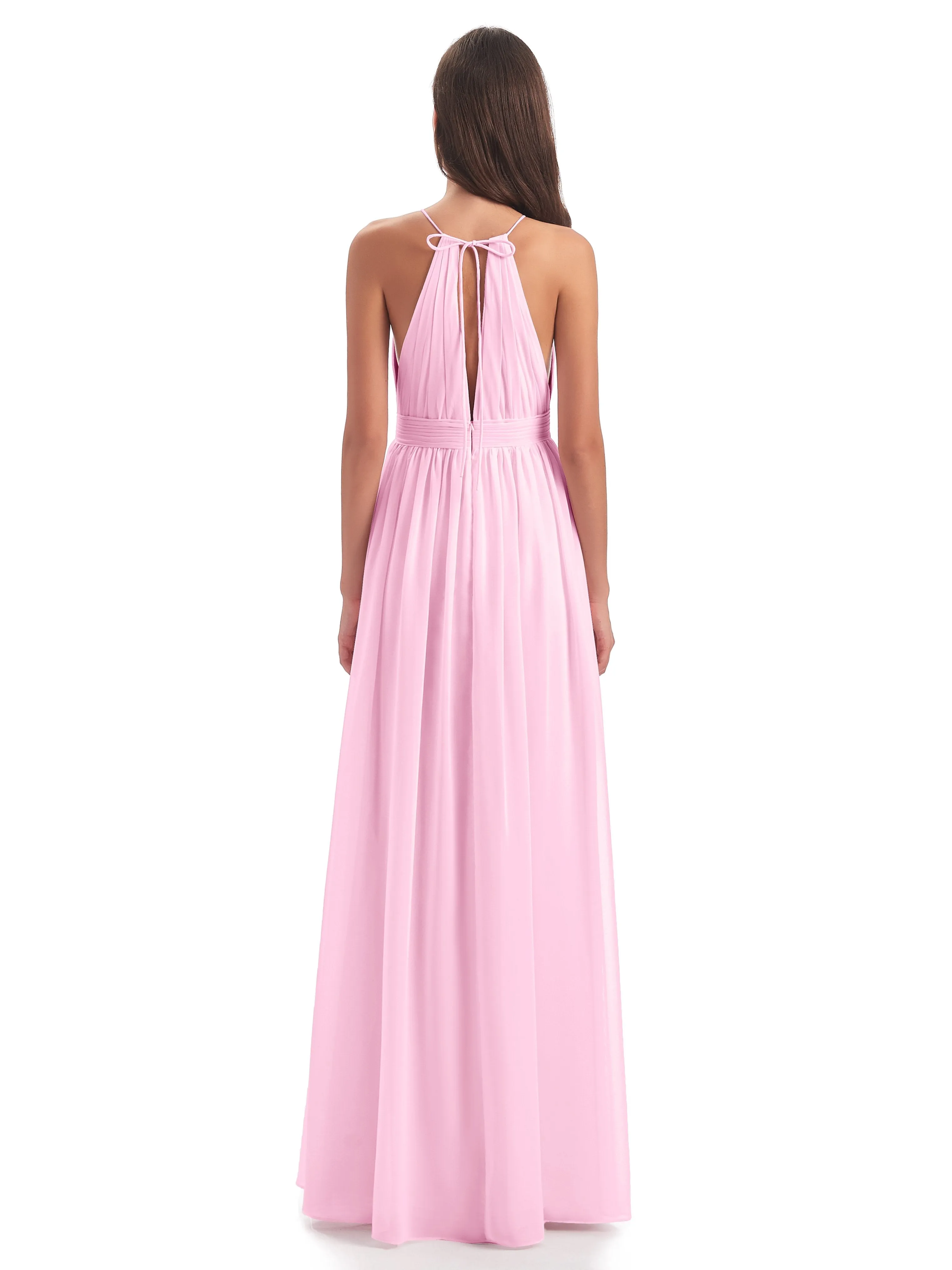 Marlowe Floor Length Halter Split Chiffon Bridesmaid Dresses