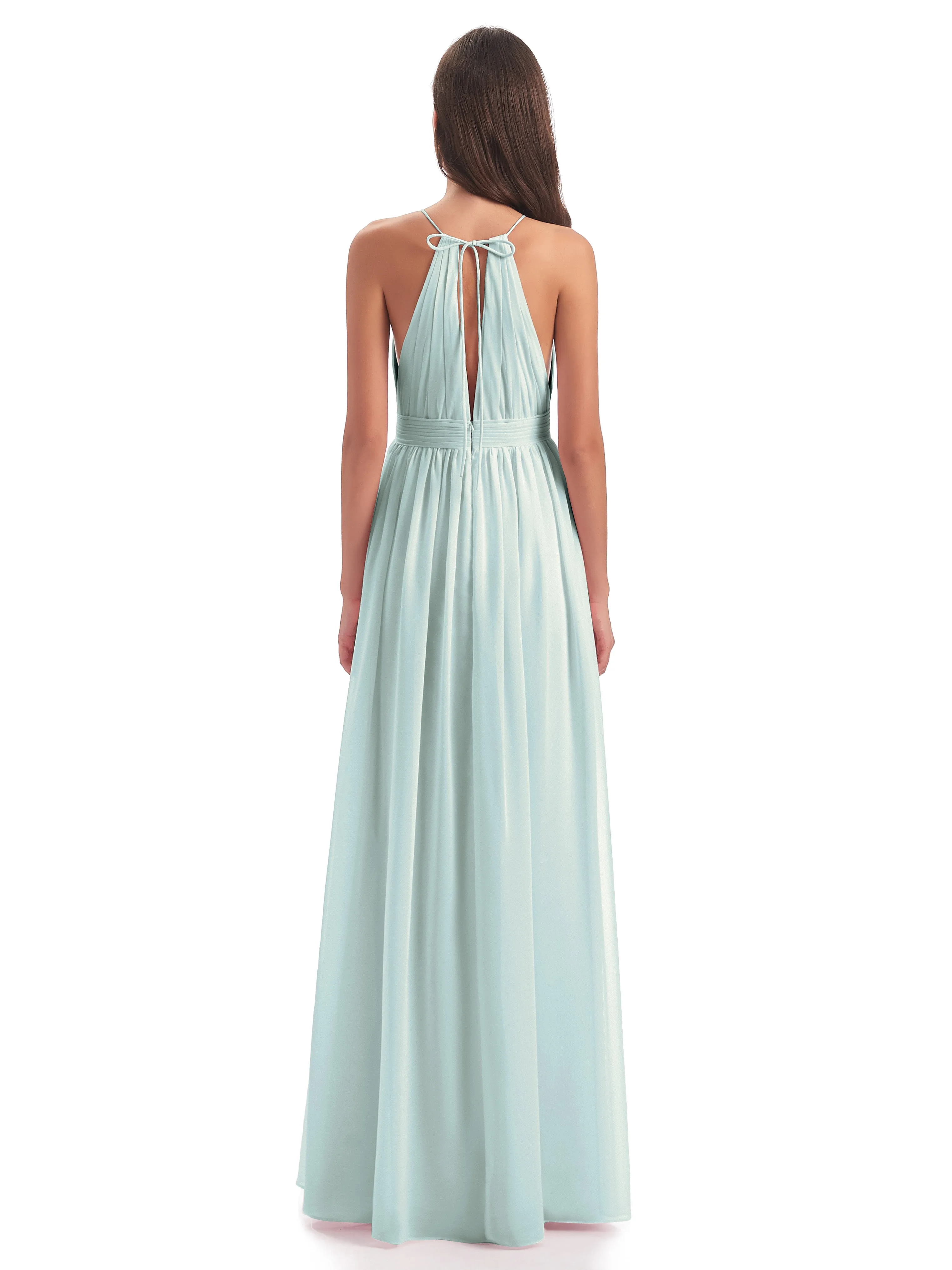 Marlowe Floor Length Halter Split Chiffon Bridesmaid Dresses