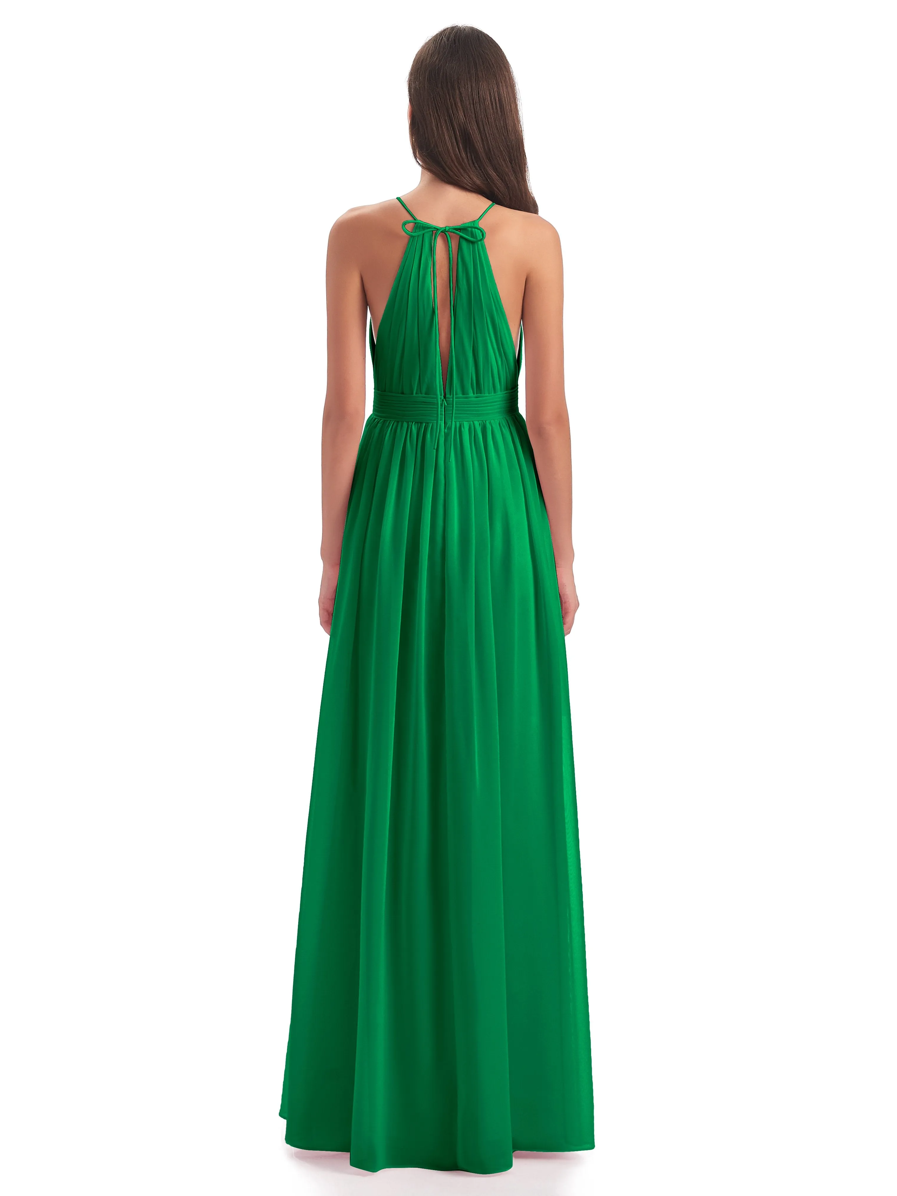 Marlowe Floor Length Halter Split Chiffon Bridesmaid Dresses