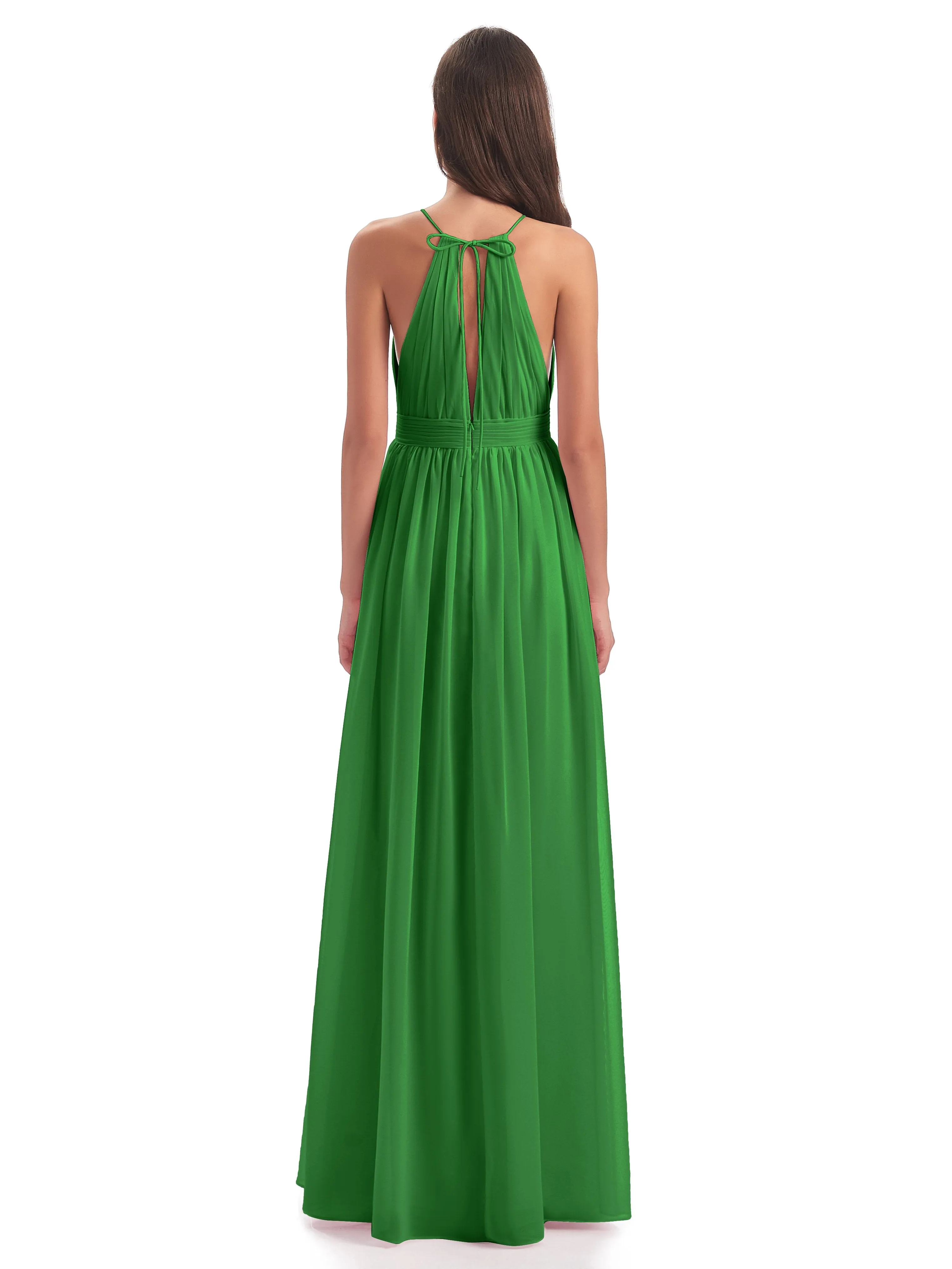 Marlowe Floor Length Halter Split Chiffon Bridesmaid Dresses