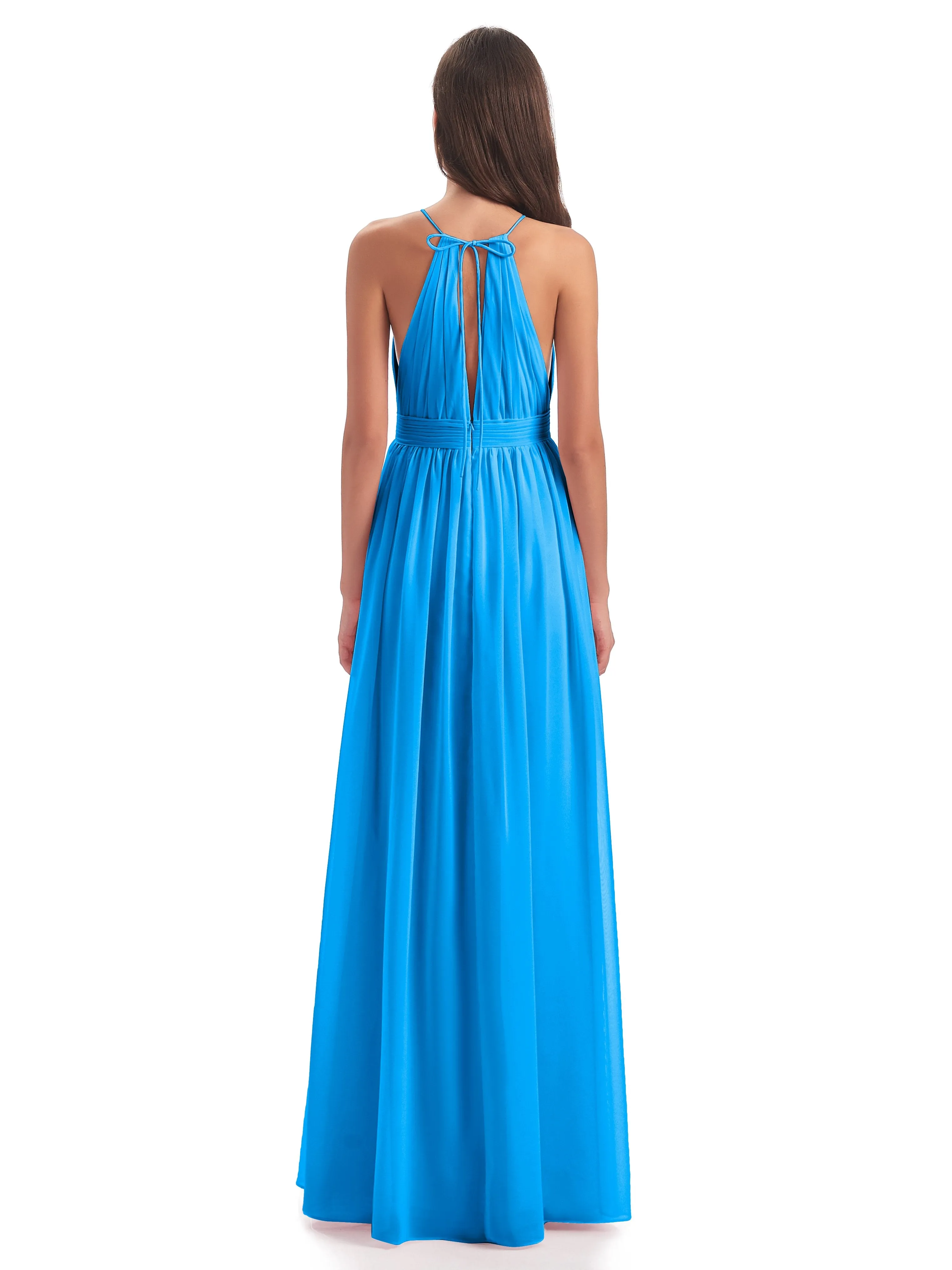 Marlowe Floor Length Halter Split Chiffon Bridesmaid Dresses