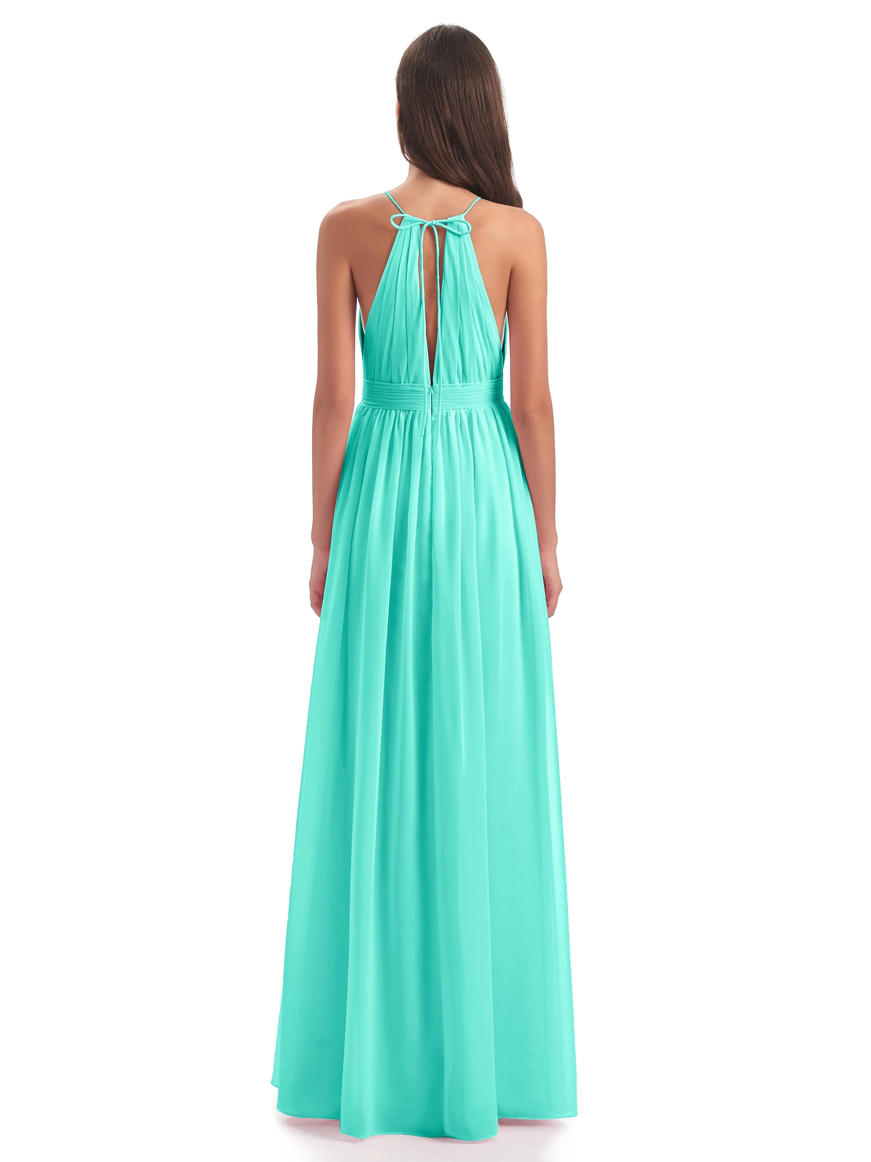 Marlowe Floor Length Halter Split Chiffon Bridesmaid Dresses