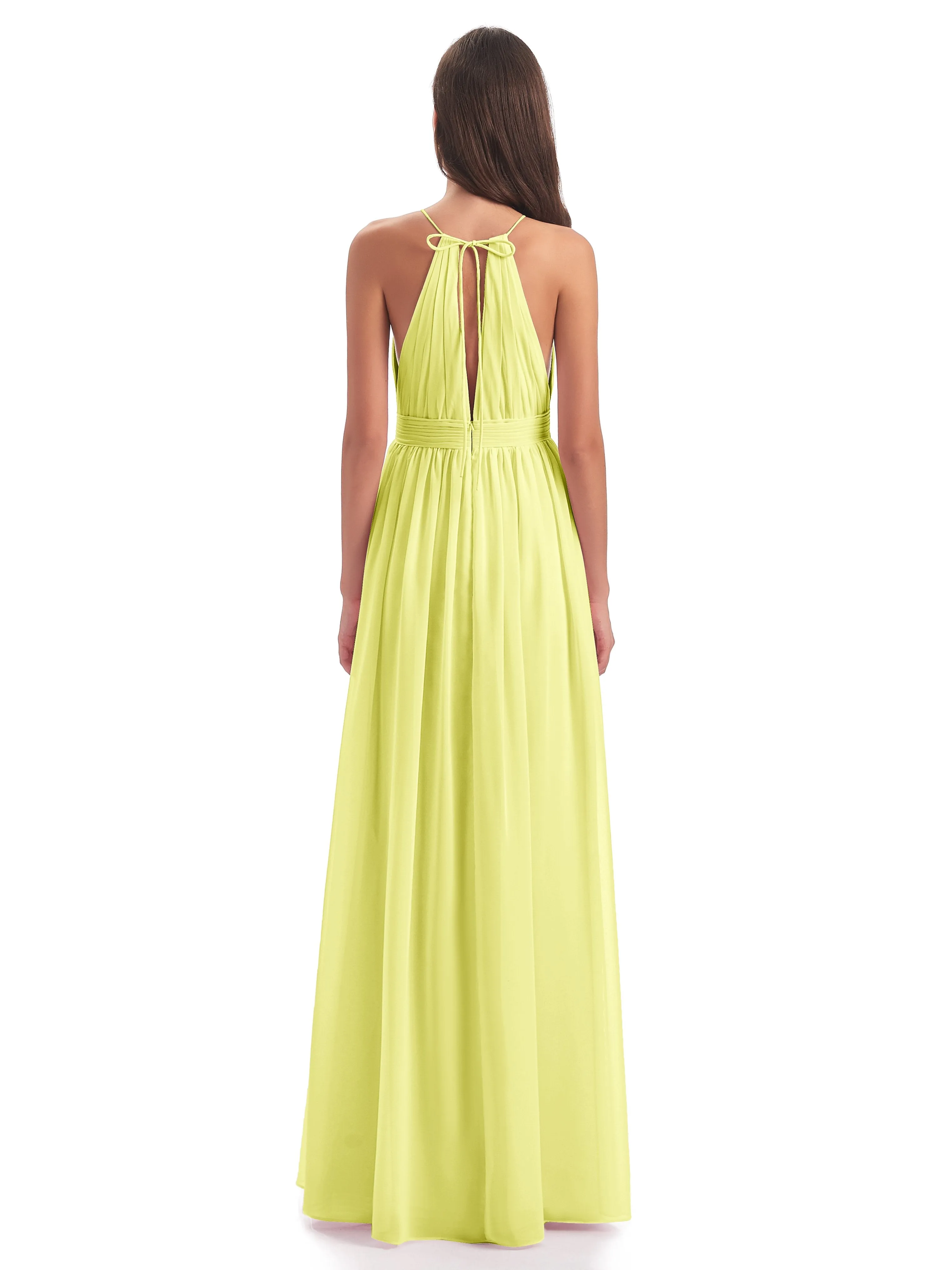 Marlowe Floor Length Halter Split Chiffon Bridesmaid Dresses