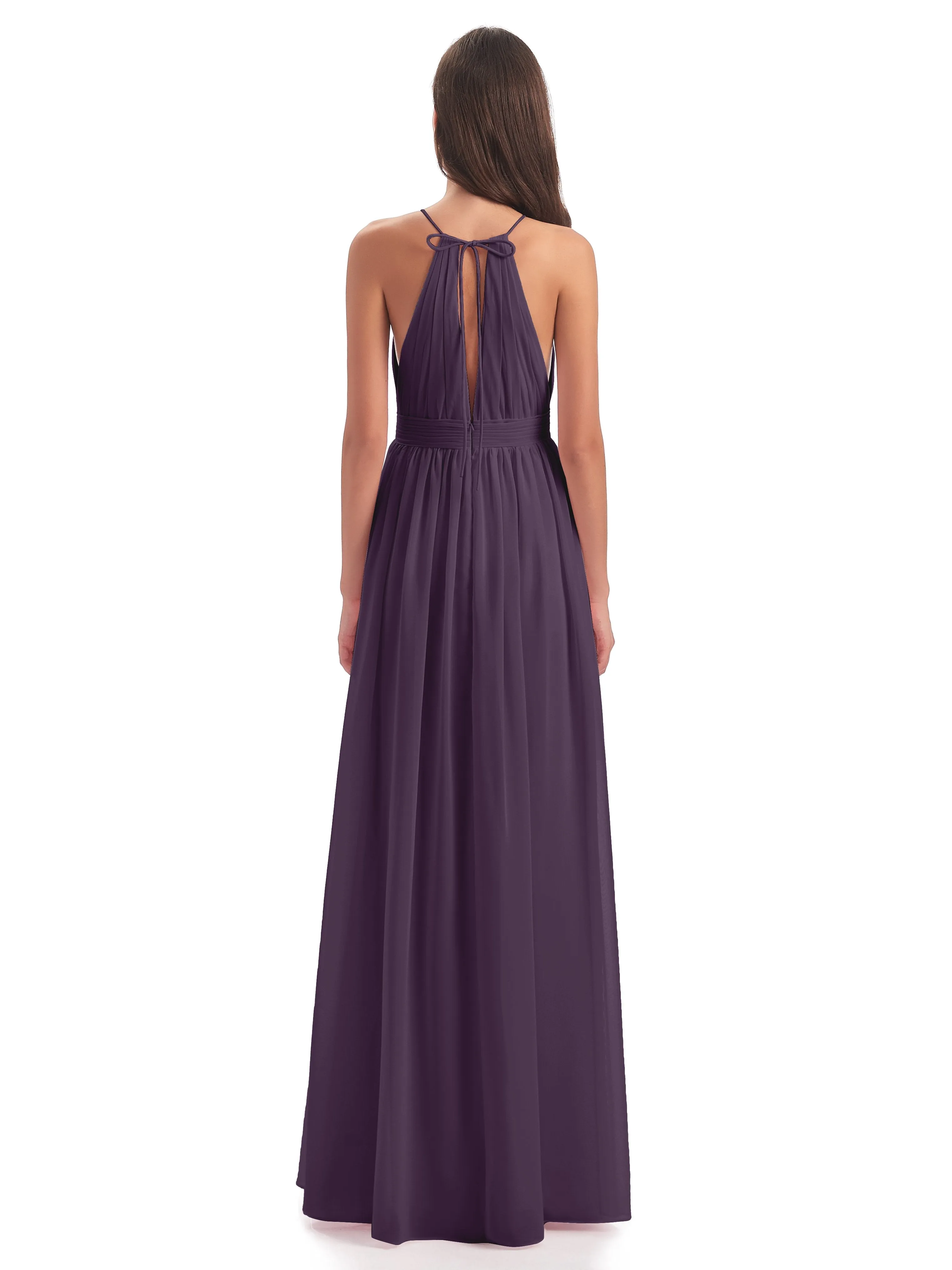 Marlowe Floor Length Halter Split Chiffon Bridesmaid Dresses