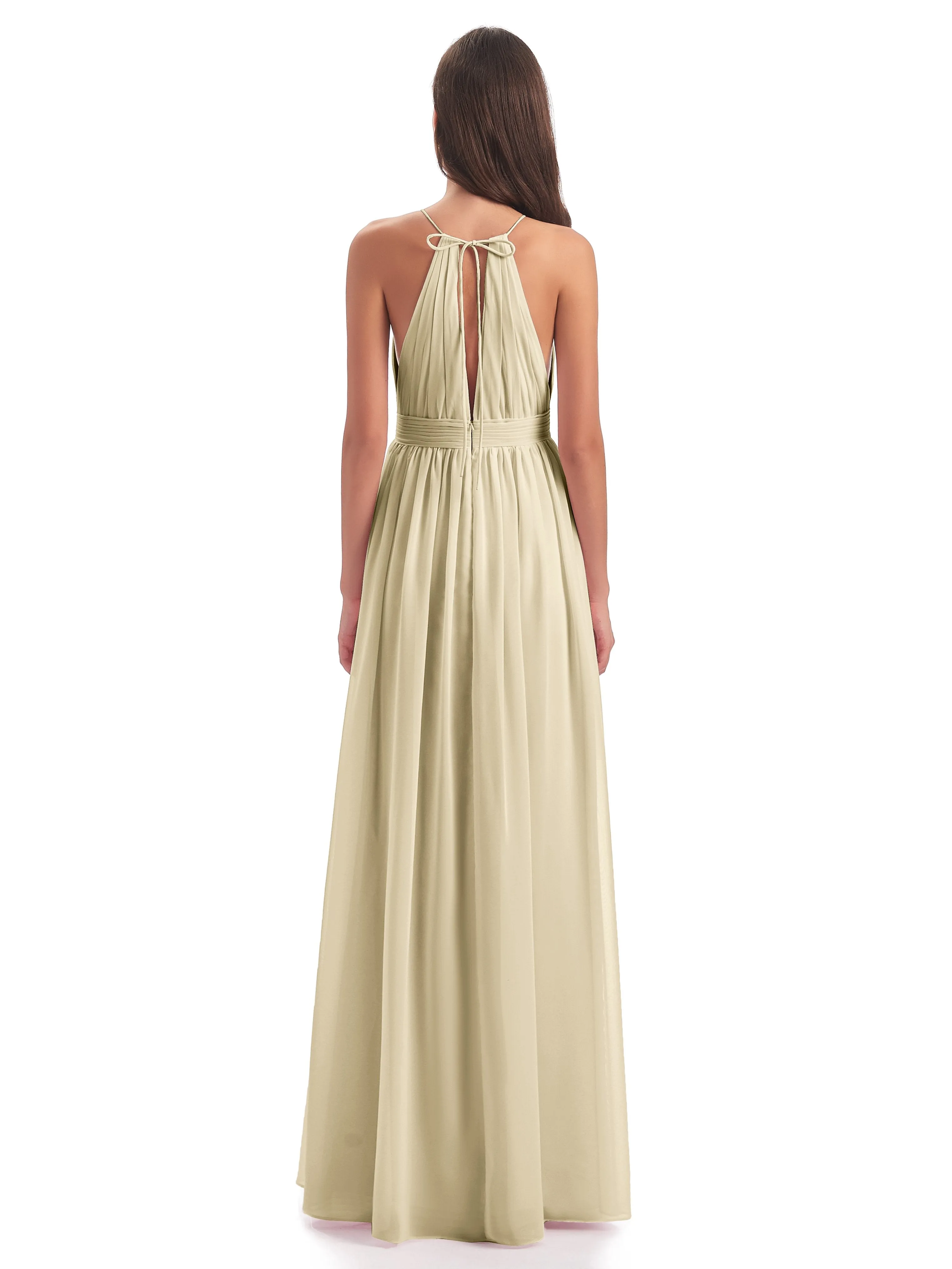 Marlowe Floor Length Halter Split Chiffon Bridesmaid Dresses