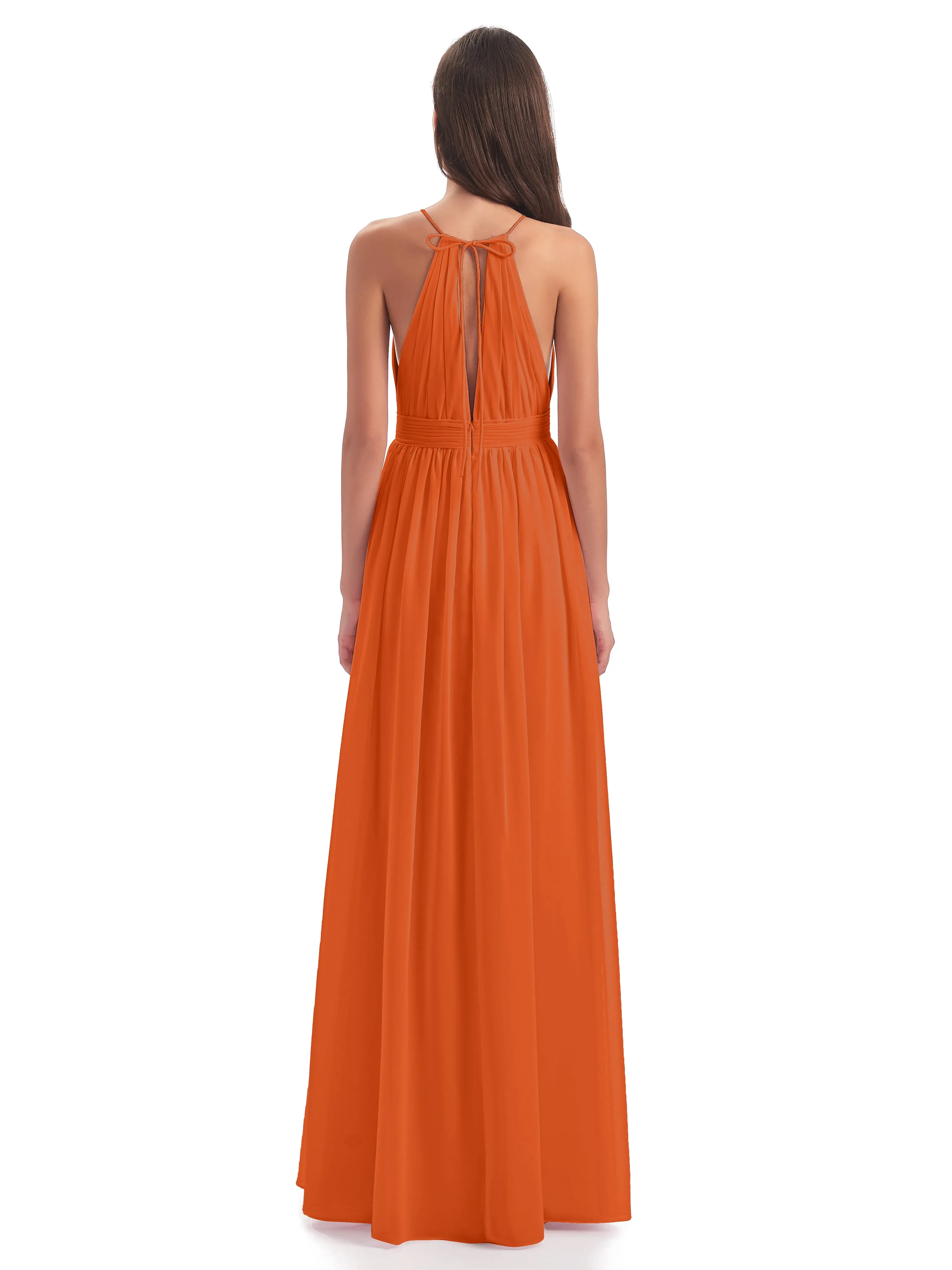 Marlowe Floor Length Halter Split Chiffon Bridesmaid Dresses