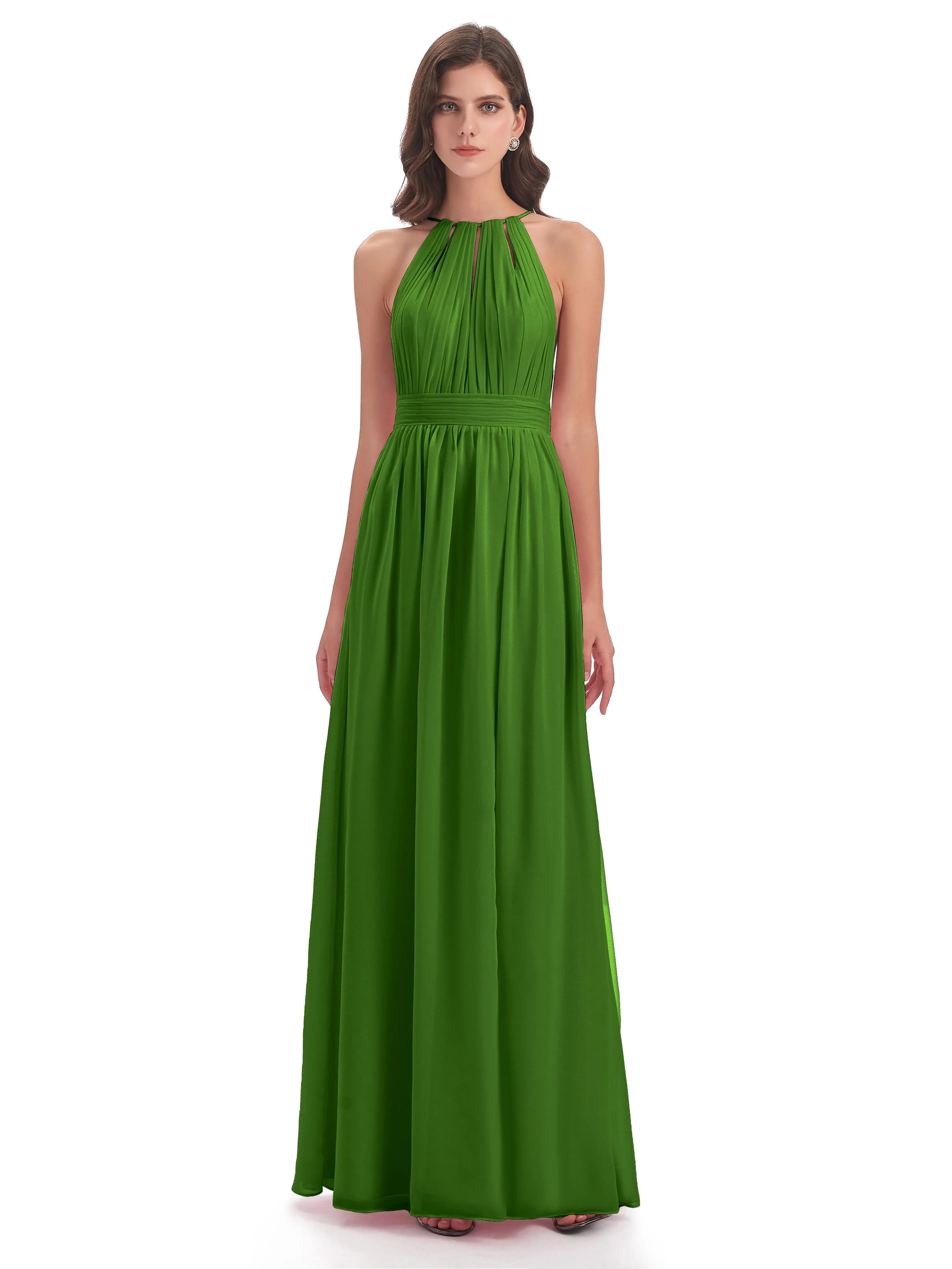Marlowe Floor Length Halter Split Chiffon Bridesmaid Dresses