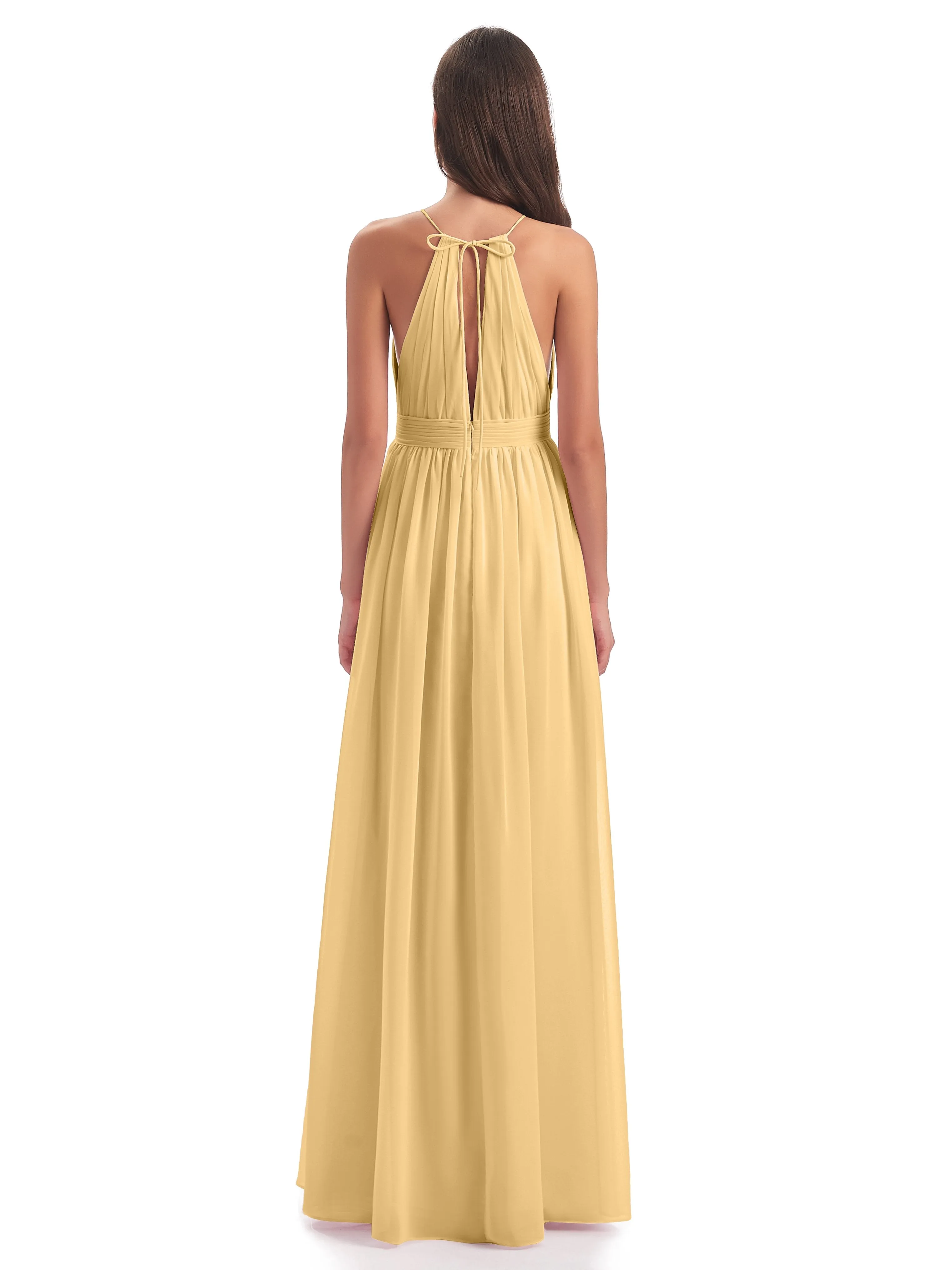 Marlowe Floor Length Halter Split Chiffon Bridesmaid Dresses