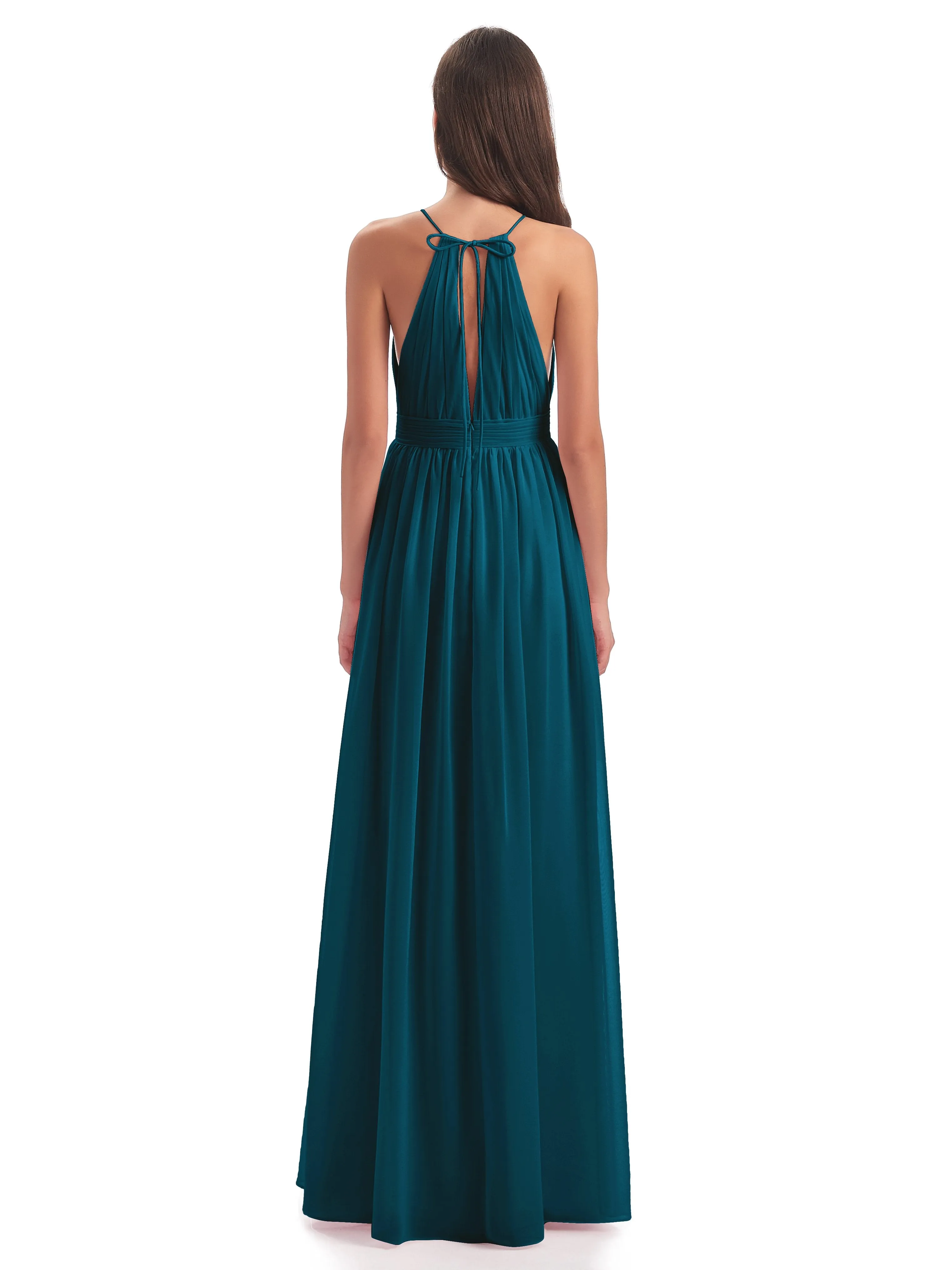 Marlowe Floor Length Halter Split Chiffon Bridesmaid Dresses