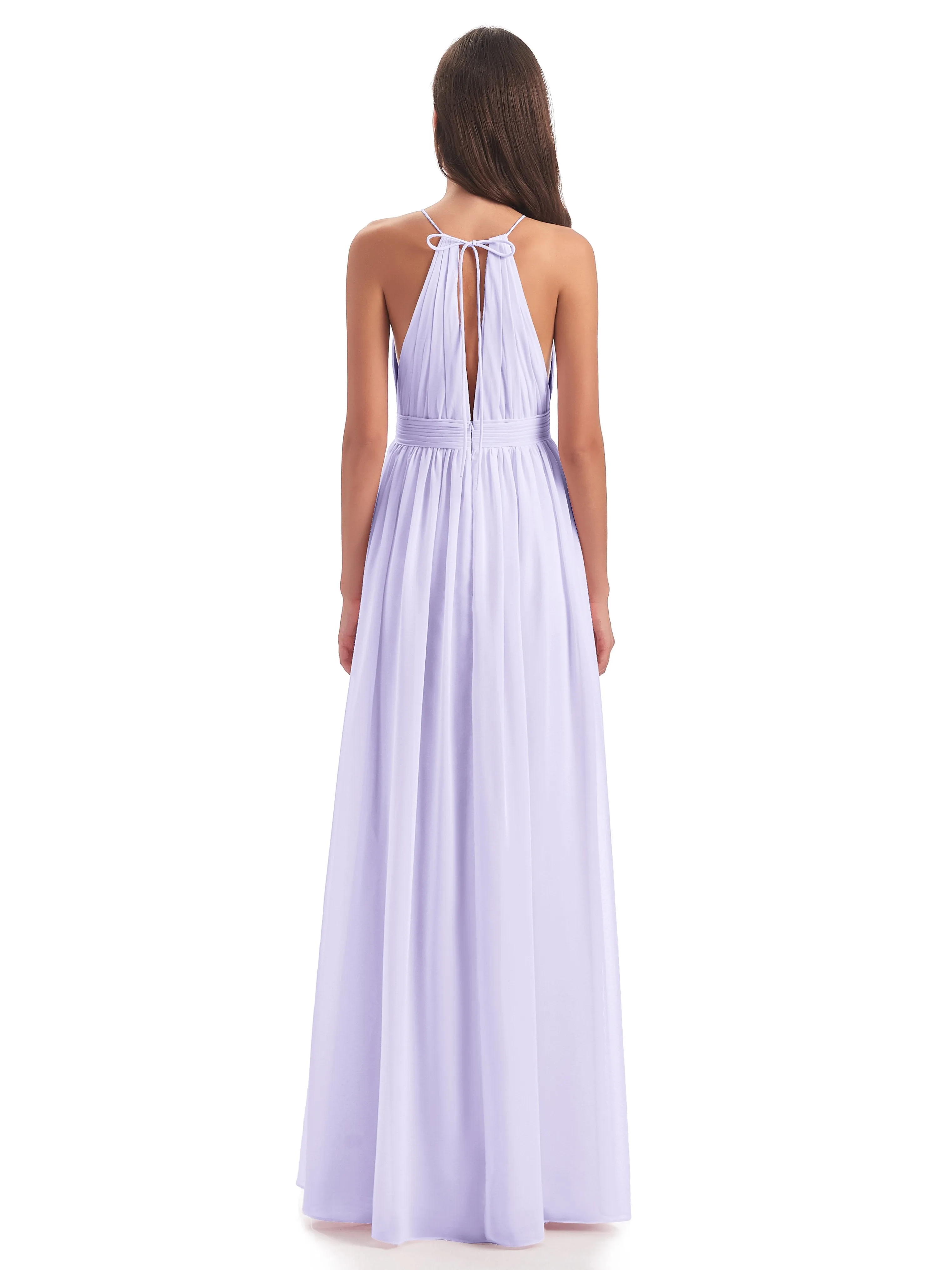 Marlowe Floor Length Halter Split Chiffon Bridesmaid Dresses