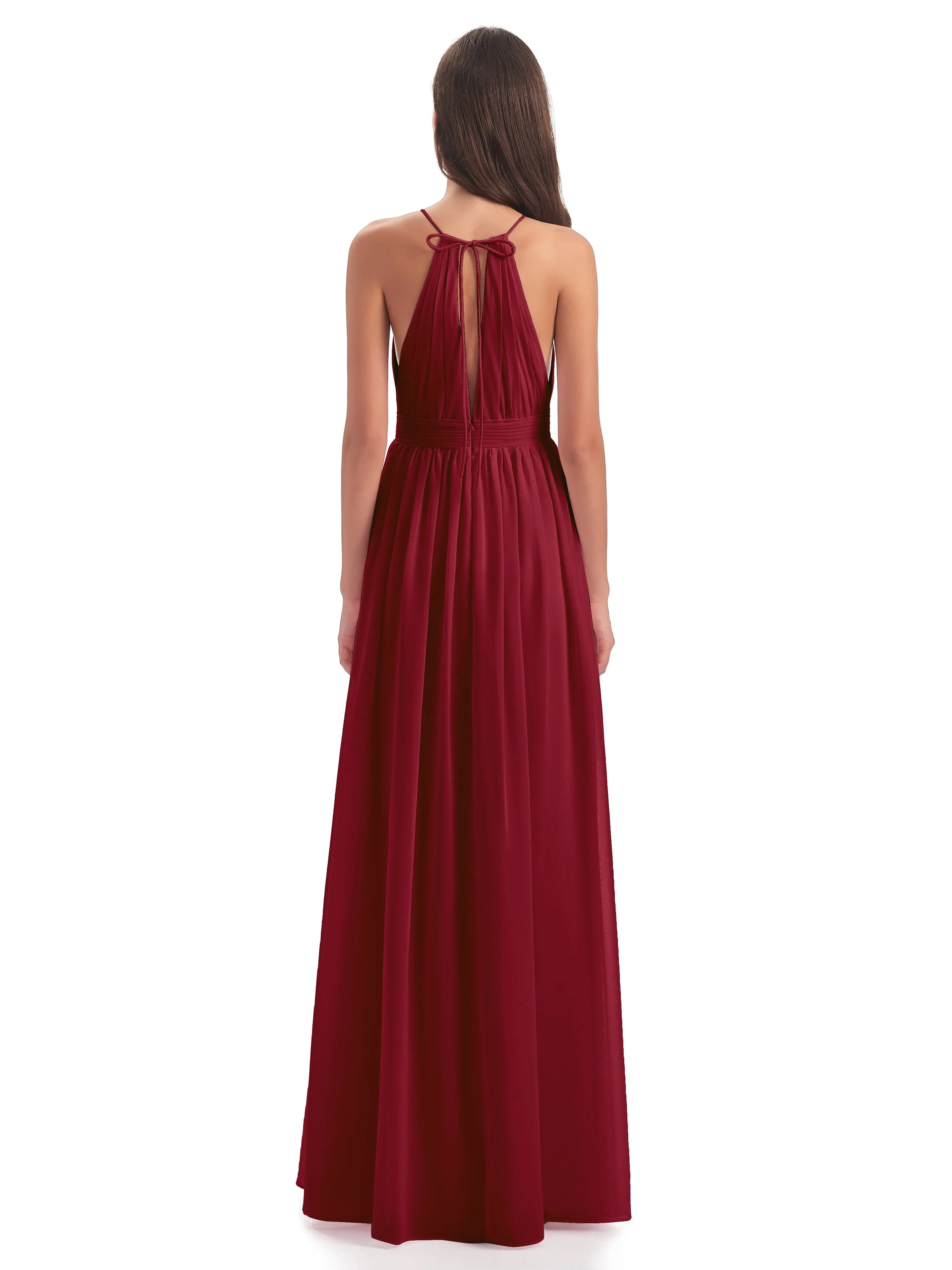 Marlowe Floor Length Halter Split Chiffon Bridesmaid Dresses