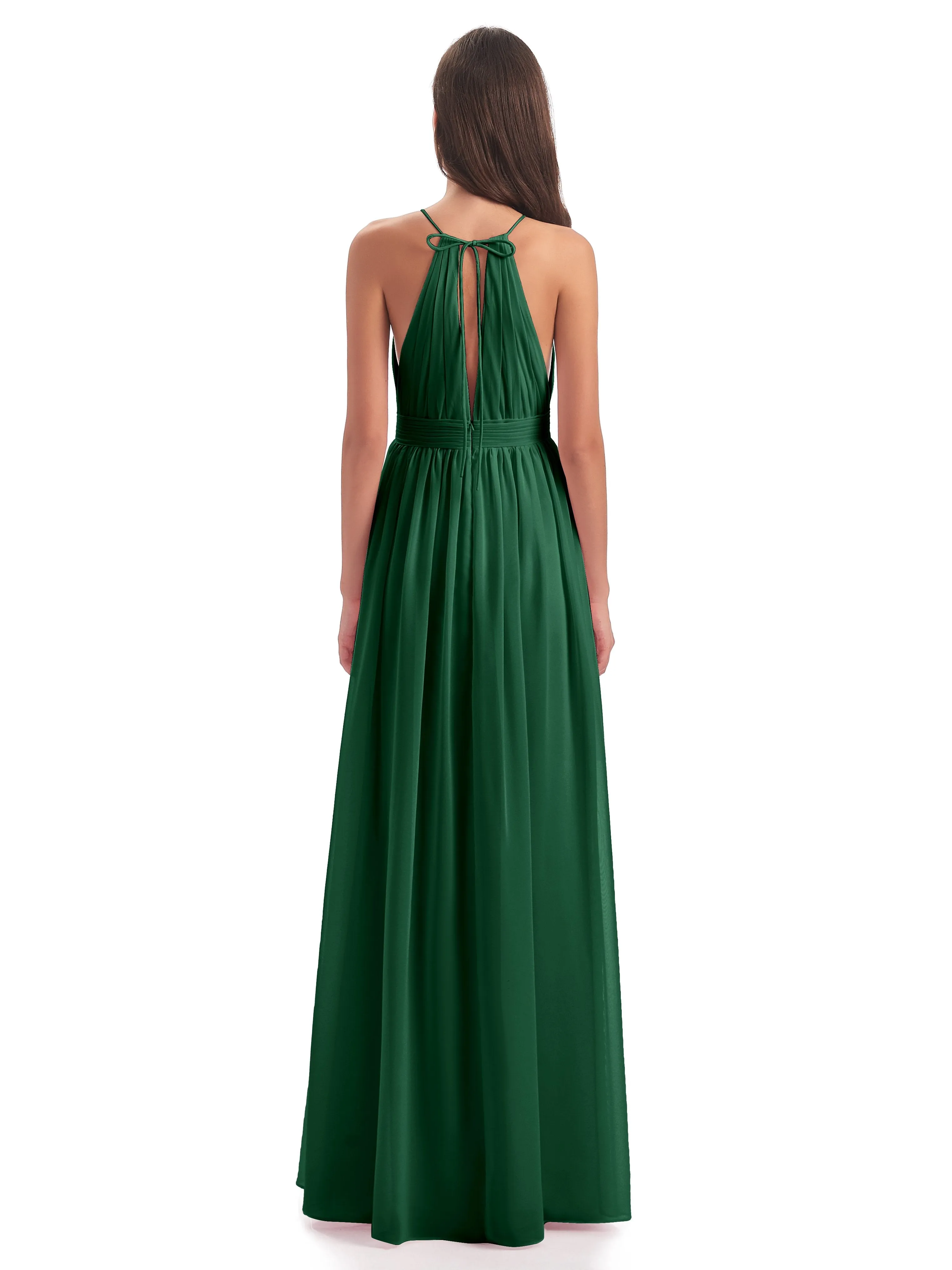 Marlowe Floor Length Halter Split Chiffon Bridesmaid Dresses