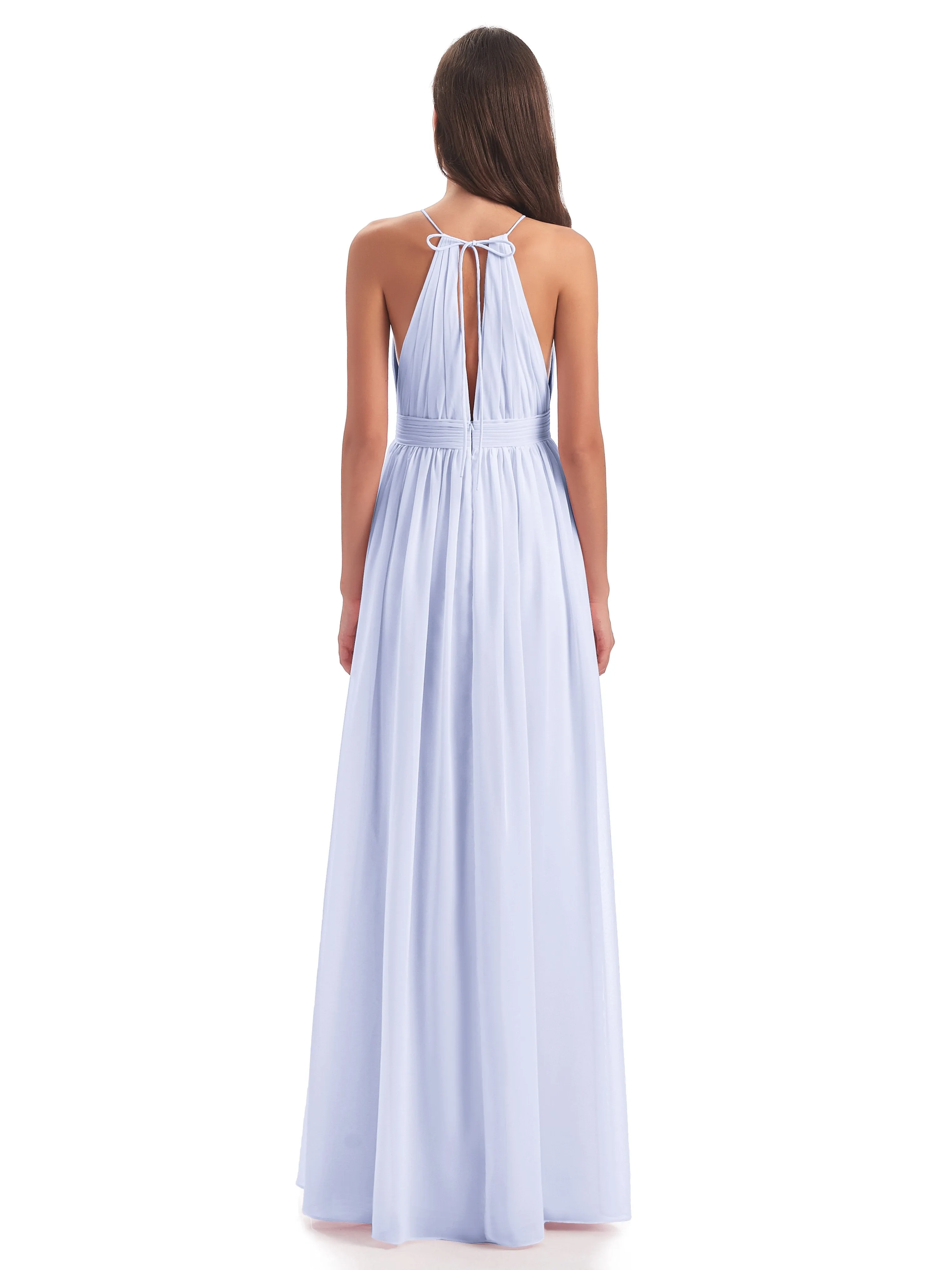 Marlowe Floor Length Halter Split Chiffon Bridesmaid Dresses