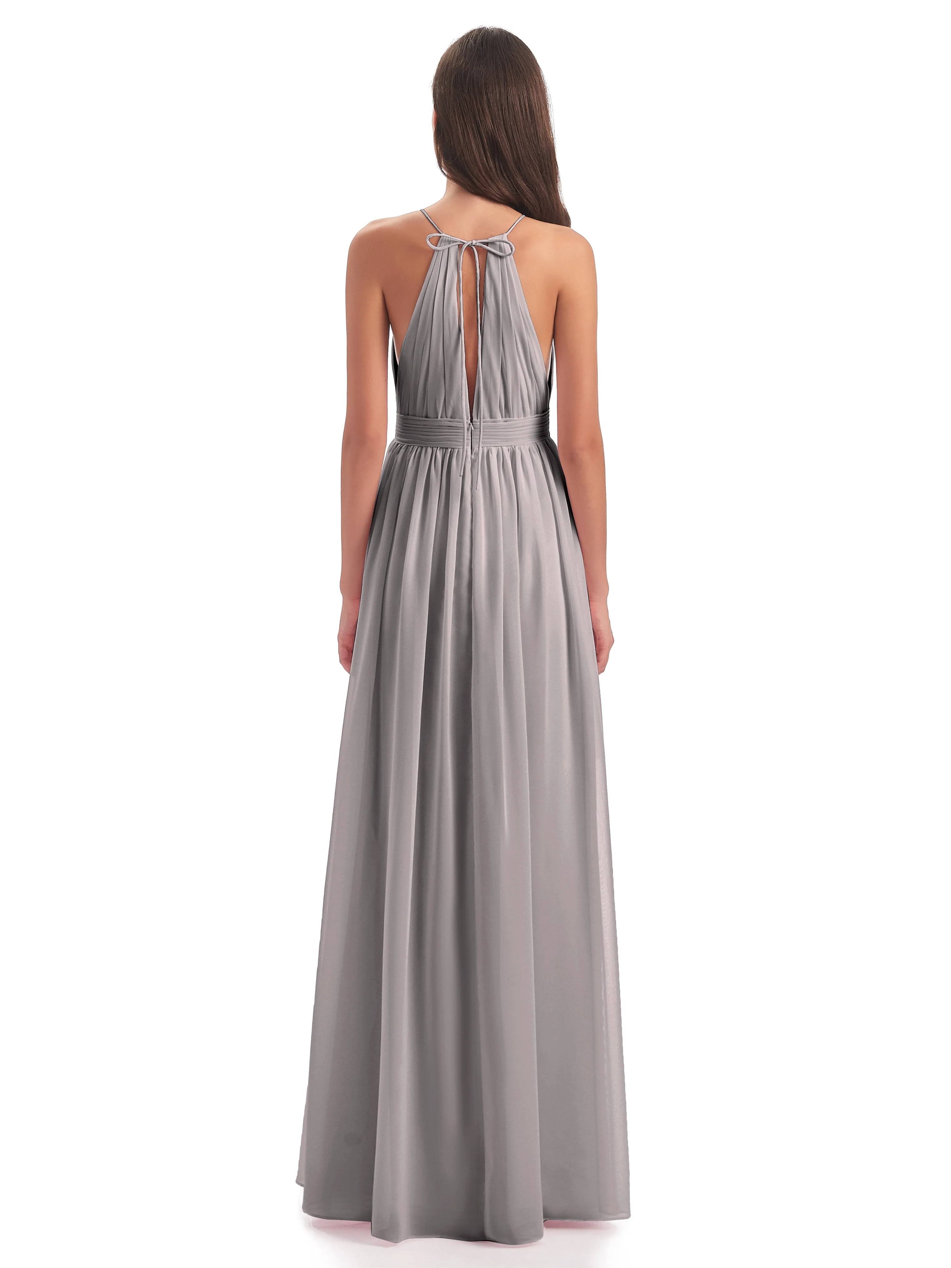 Marlowe Floor Length Halter Split Chiffon Bridesmaid Dresses